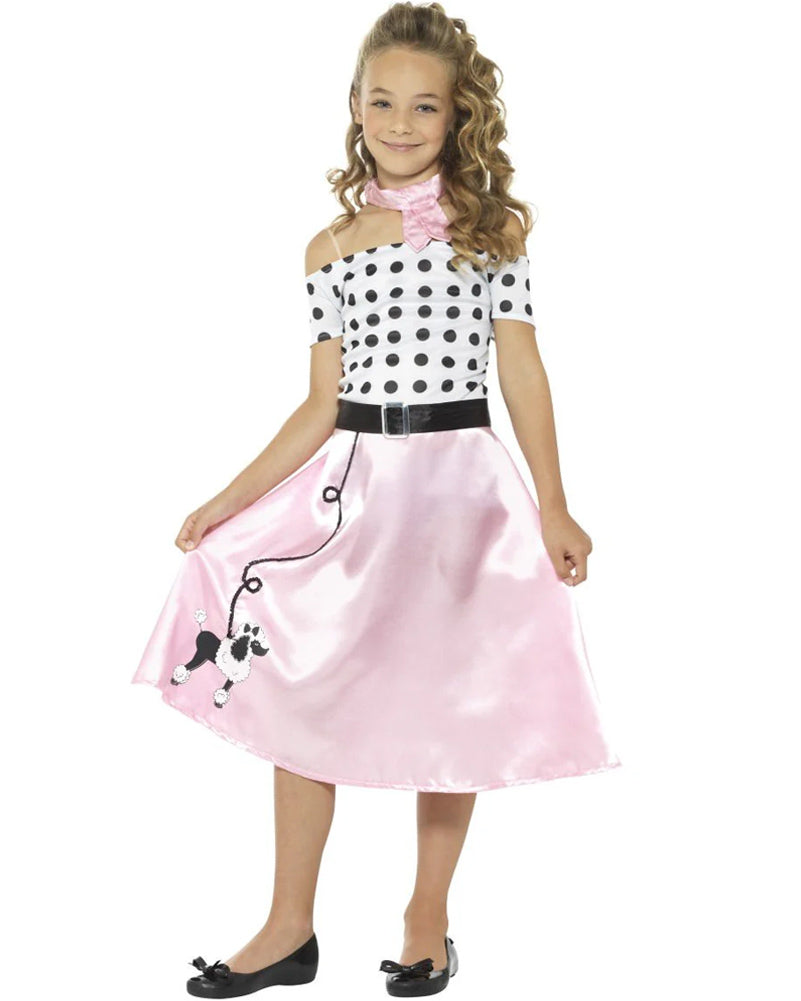 Vintage 1950s Poodle Skirt Costume for Girls - Rockabilly Party Outfit, Sock Hop Dance Dress, Halloween & Retro Theme Party Costume