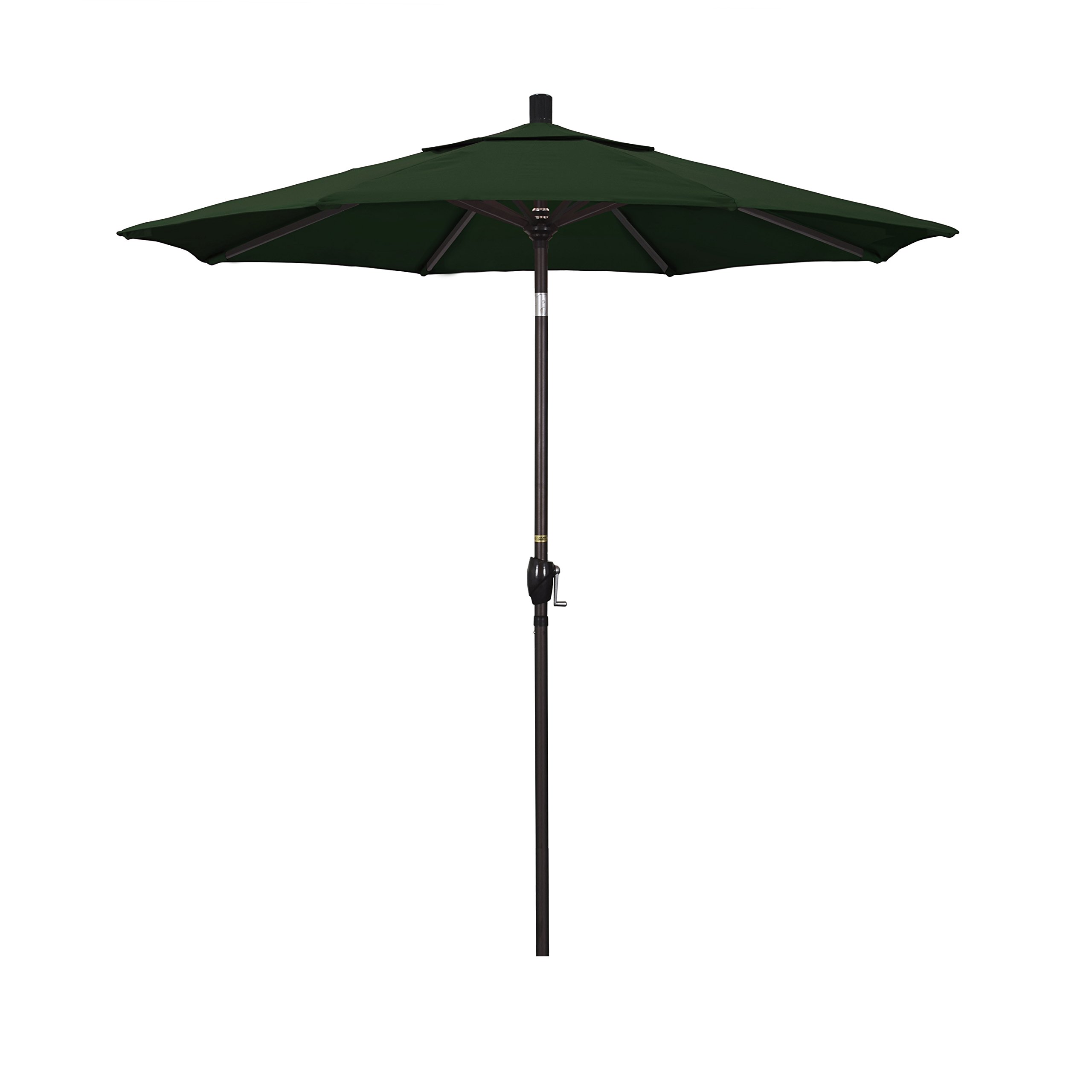 7.5' Round Aluminum Patio Umbrella with Crank Lift & Push Button Tilt - Bronze Pole in Pacifica Hunter Green - Perfect for Outdoor Dining, Poolside Lounging & Backyard Decoration