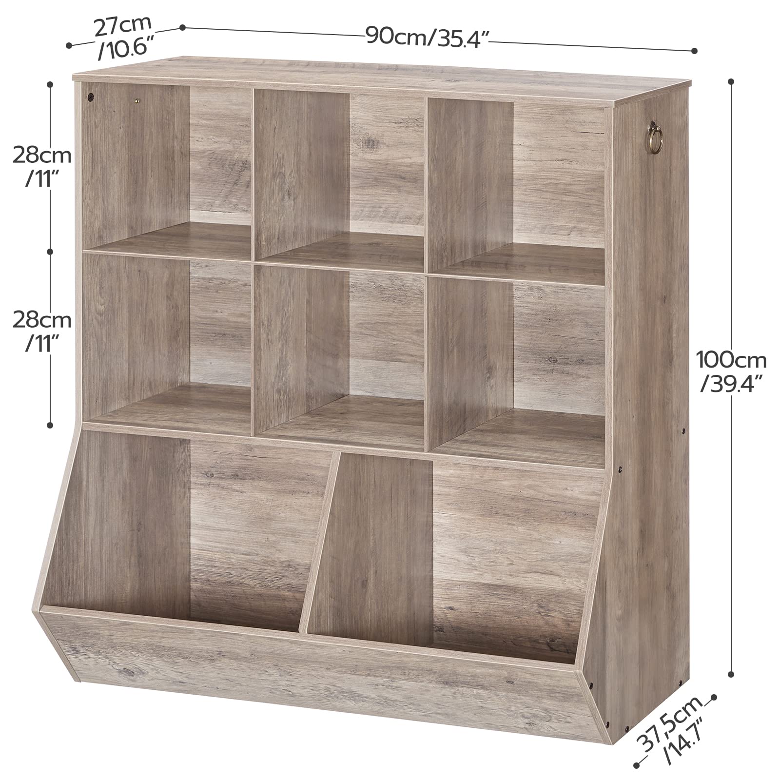 HOOBRO Kids Bookshelf and Toy Storage Organizer with 8 Cubicles, Greige BG35CW01G1 - Perfect for Playroom, Bedroom, Nursery & School Organization