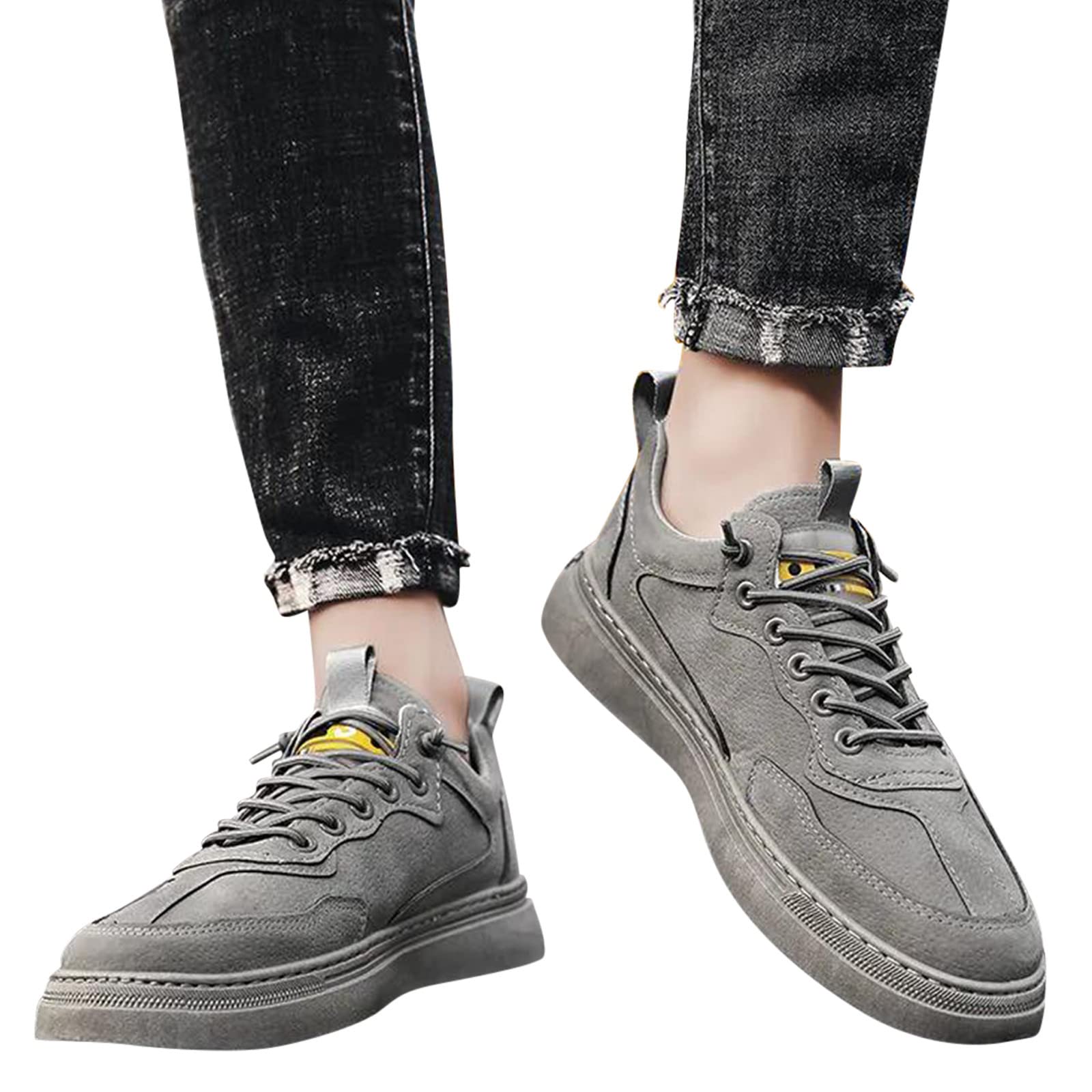 Men's Lightweight Running Shoes - Breathable Casual Trainers for Walking, Gym & Sports | Elegant Slip-On Loafers & Boat Deck Shoes | Soft Comfortable Sneakers for Men in Gray, UK Size 8 | Perfect for Work, Travel & Everyday Wear