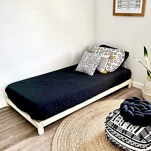 Solid Wood Platform Bed Frame for Twin or Full Size - Sturdy & Modern Design for Bedroom, Guest Room, or Dormitory