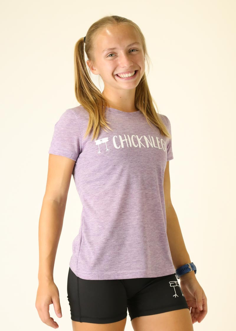 Women's Heather Purple Logo T-Shirt - Soft Cotton Casual Tee for Everyday Wear, Gym, and Outfits
