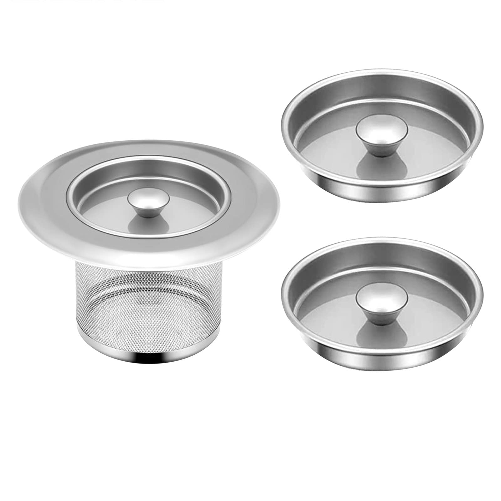 Premium Stainless Steel Kitchen Sink Strainer with Lid - Extra Wide Rim Design for Secure Fit - Multi-Functional Sink Filter for Home Kitchen Use (Silver) | Perfect for Washing Dishes, Draining Pasta & Protecting Pipes
