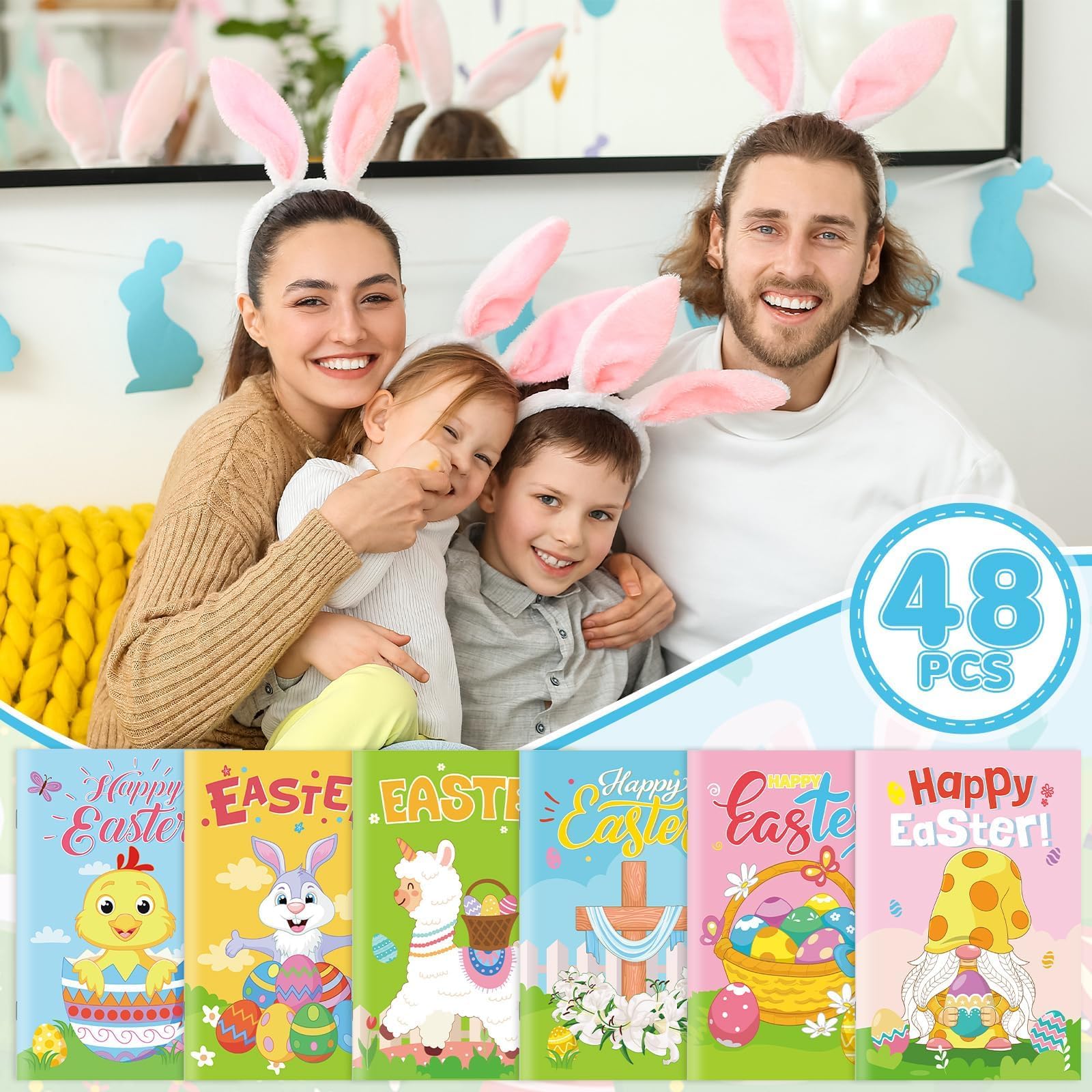 48PCS Easter Activity Books for Kids - Fun Coloring, Mazes & Find the Difference Games - Perfect for Easter Parties, Classroom Gifts & Goodie Bag Stuffers - Great for Holiday Celebrations & Learning Activities