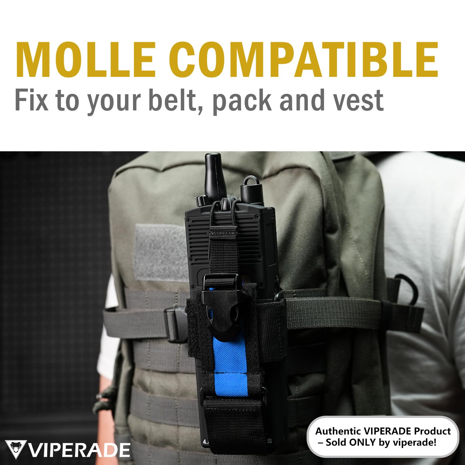 Viperade Versatile Tactical Radio Pouch - Adjustable Belt & Molle Compatible Walkie Talkie Holder for Two-Way Radios - Perfect for Security, Construction & Outdoor Adventures