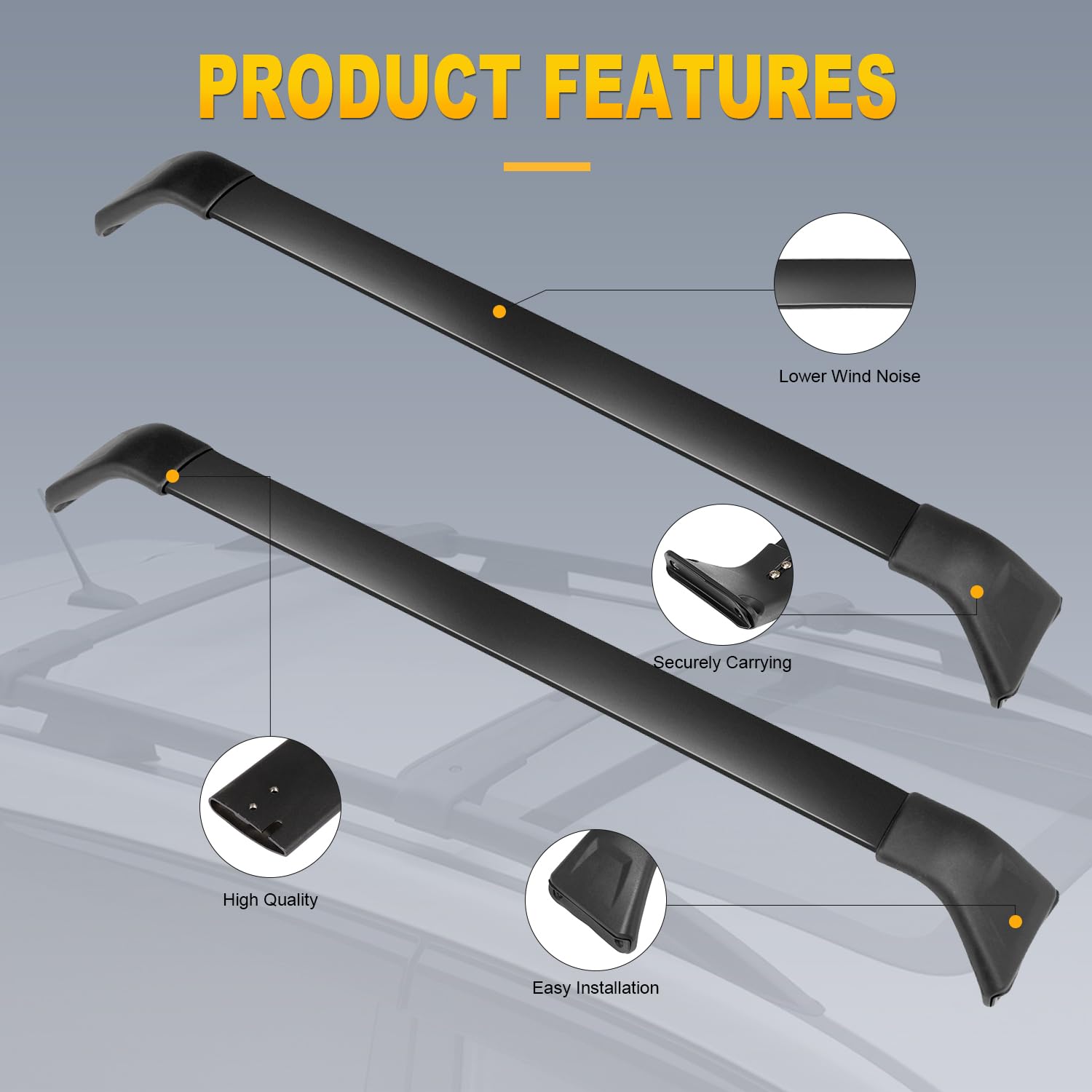 OCPTY Aluminum Roof Rack Cross Bars - Universal Fit for Mazda CX-5 2017-2019 Models - Heavy Duty Cargo Carrier for SUV, Camping Gear & Outdoor Adventures