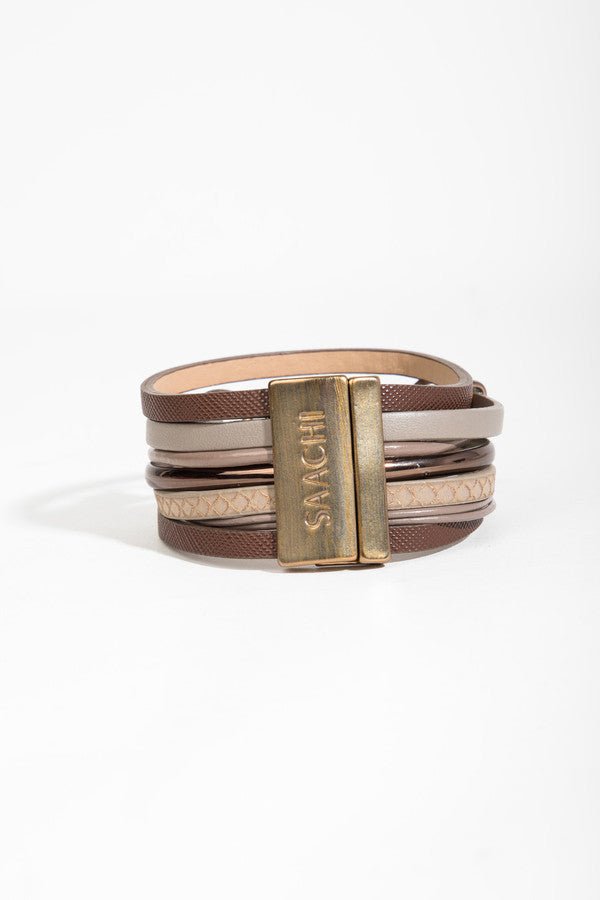 Brink Chain Link Leather Bracelet for Men & Women - Stylish Adjustable Unisex Cuff Bracelet - Perfect for Casual Wear, Gifts & Everyday Fashion Accessories