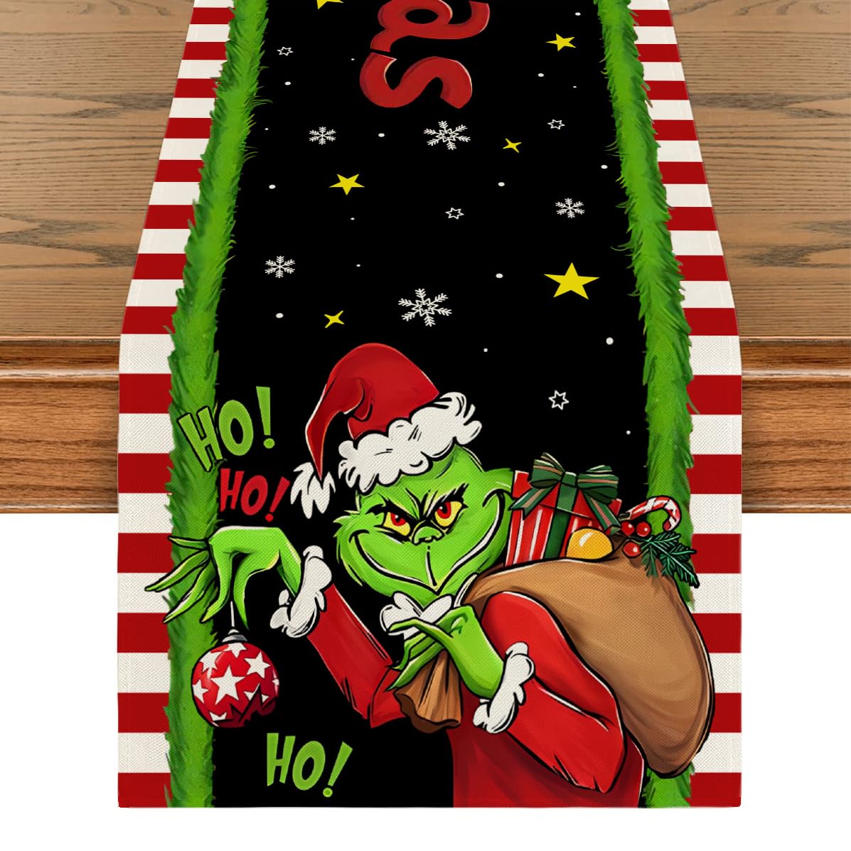 Festive Green Elf Christmas Table Runner - Holiday Table Cover for Xmas & New Year Decor - Perfect for Home, Party, and Winter Celebrations