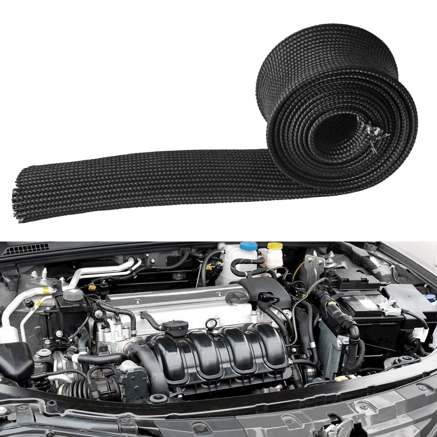 High Temperature Fiberglass Heat Sleeve - Adjustable 5FT x 25MM (1