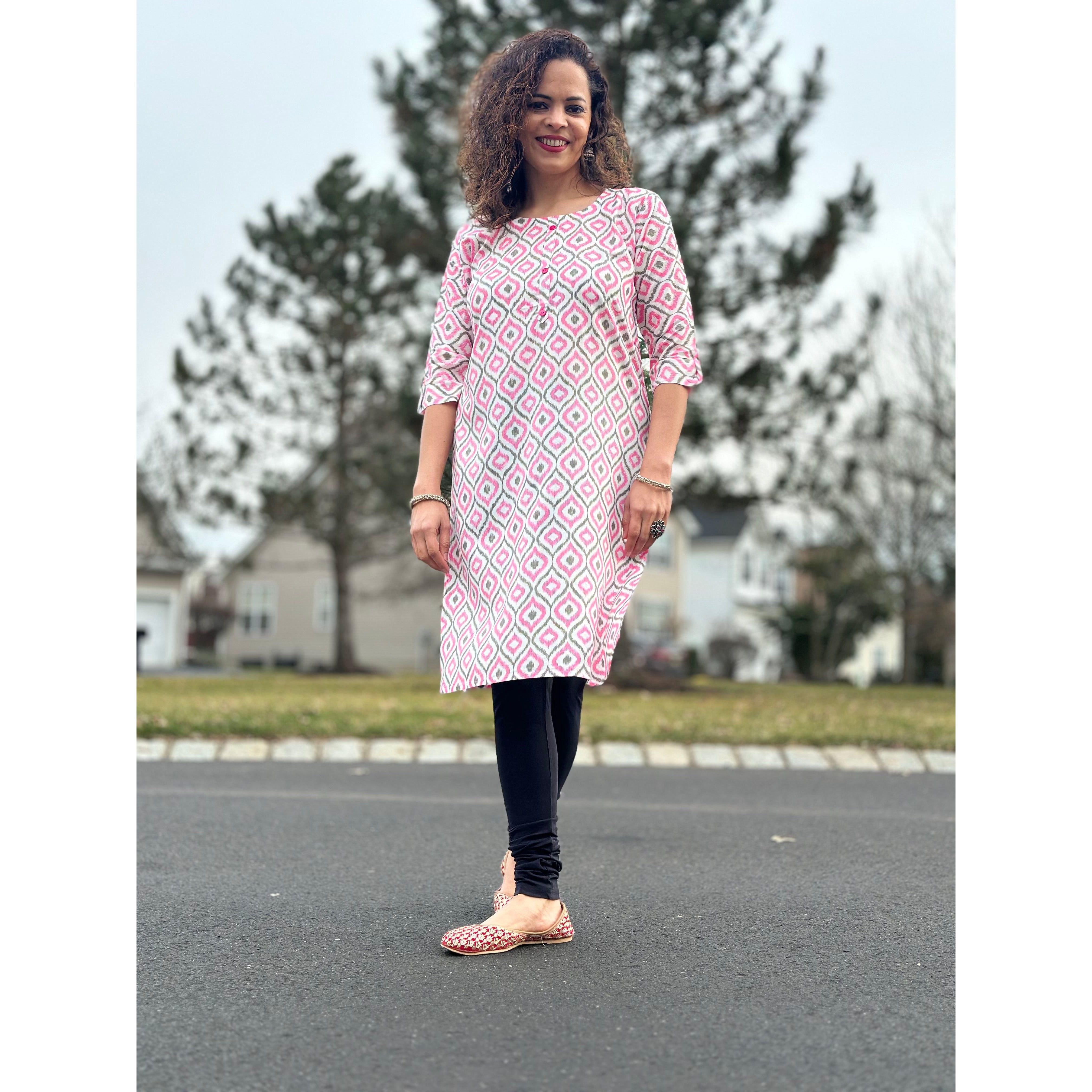 Stylish Pink and Grey Kurti from Khushboo Collection - Perfect for Casual Wear, Parties & Festive Occasions