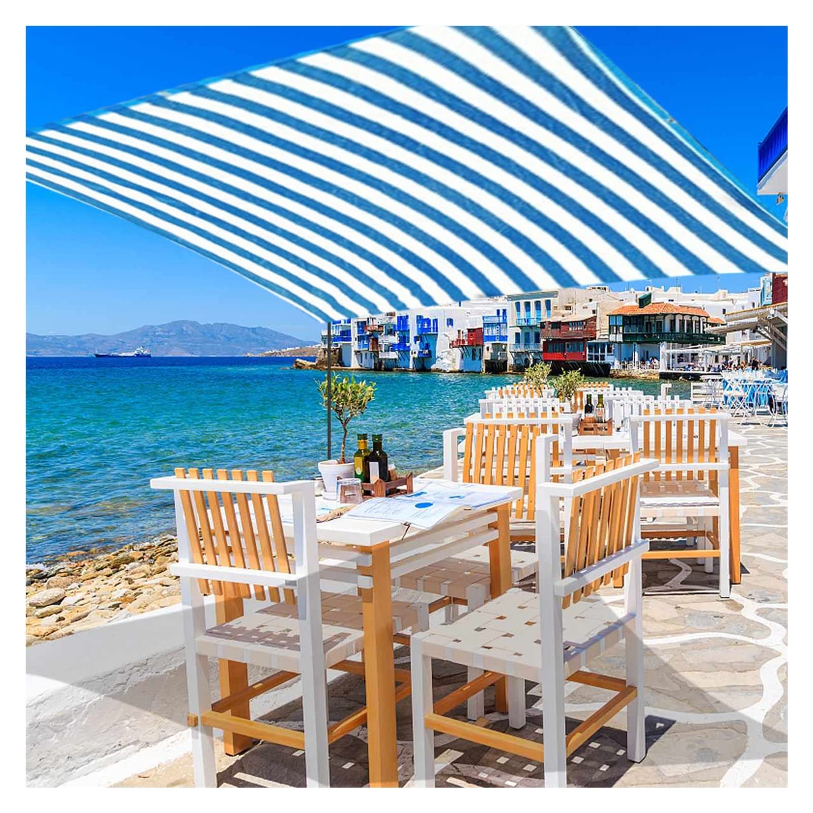 Customizable 80% UV-Resistant Sunblock Shade Cloth Net with Rope - White & Blue 5x10m for Greenhouse, Garden Plants, Patio & Lawn Protection | Perfect for Outdoor Sun Protection & Plant Shading