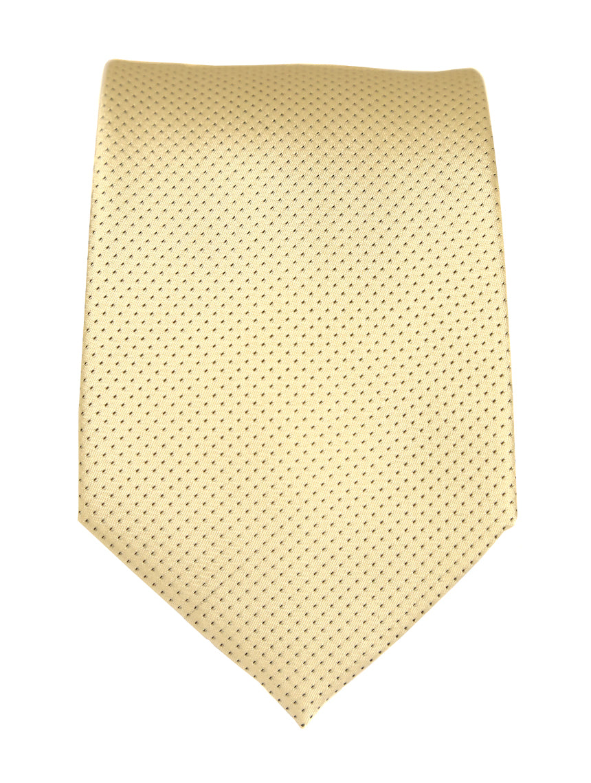 DÉCLIC Classic Microdot Tie in Champagne - Elegant Silk Necktie for Men, Perfect for Weddings, Business Meetings & Formal Events