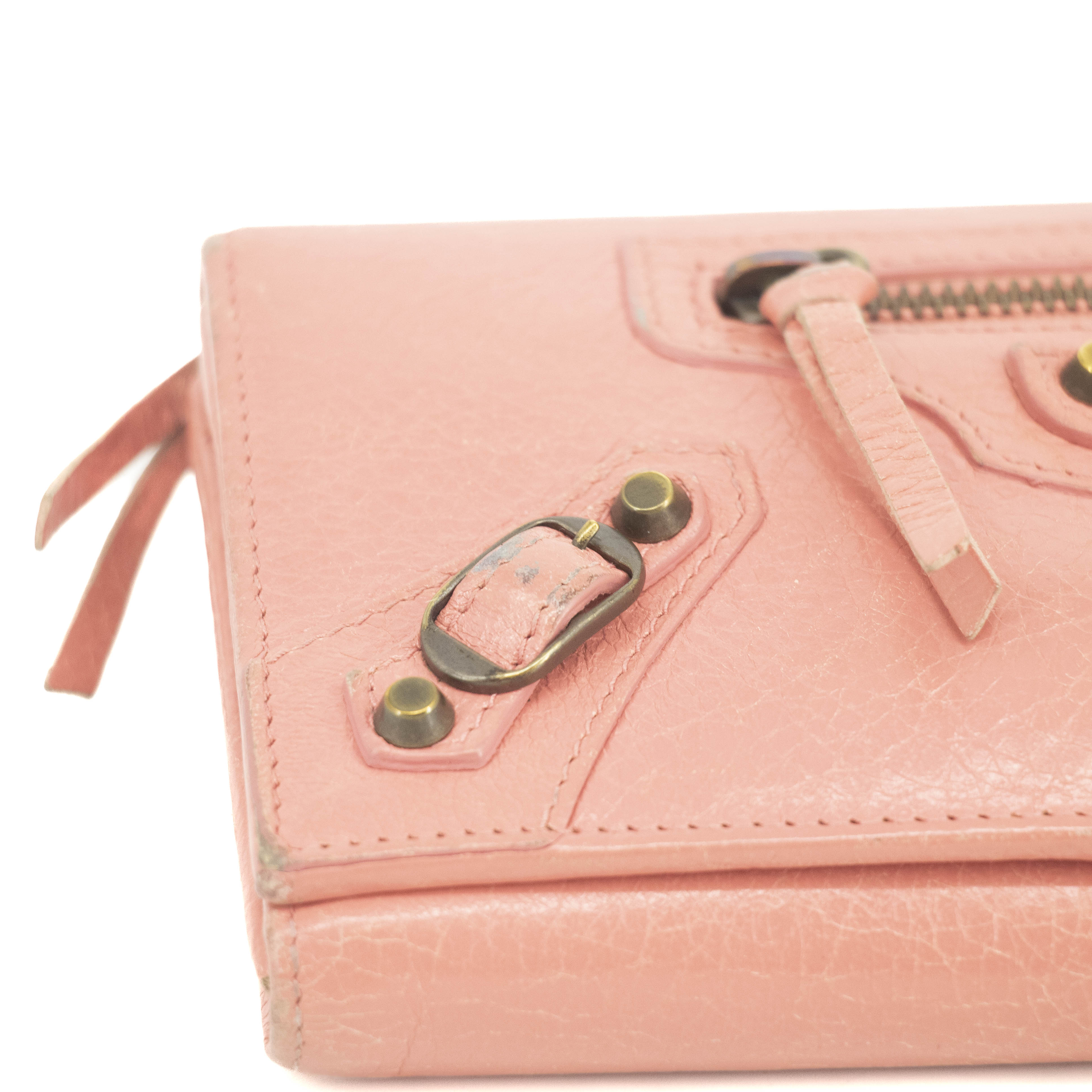Balenciaga Pink Leather Continental Long Wallet for Women - Luxury Designer Zip Around Clutch with Multiple Card Slots - Perfect for Travel, Shopping & Everyday Use