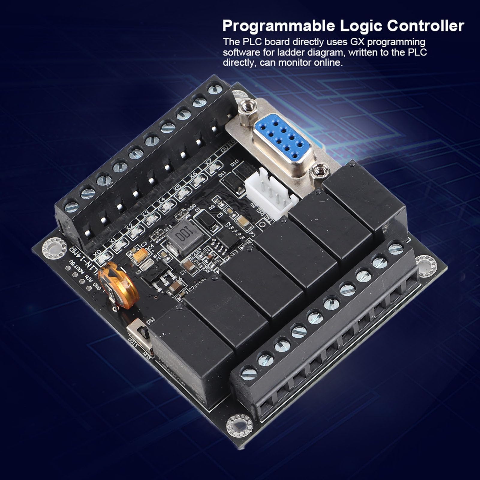 FX1N-14MR DC24V PLC Controller Kit - Programmable Logic Controller with Relay Output for Industrial Automation | Perfect for Factory Equipment, CNC Machines & Smart Home Control Systems