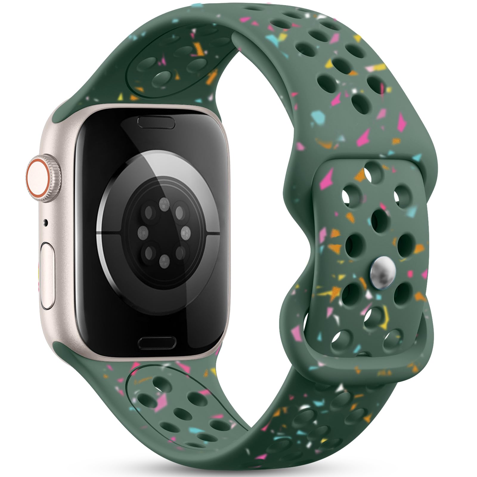 Eco-Friendly Apple Watch Bands for Women & Men - Compatible with iWatch Ultra 2/Series 9/8/7/6/5/4/3/SE (38mm/40mm/41mm/42mm/44mm/45mm/49mm) - Breathable Sport Strap for Workouts, Running & Daily Wear