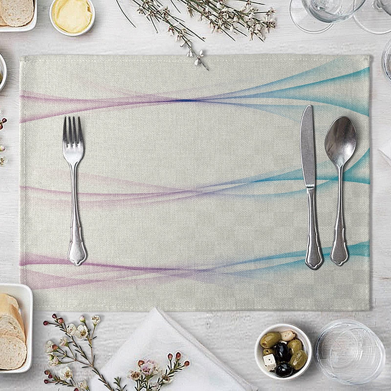 Premium Quilted Cotton Linen Placemats Set of 4 - 16