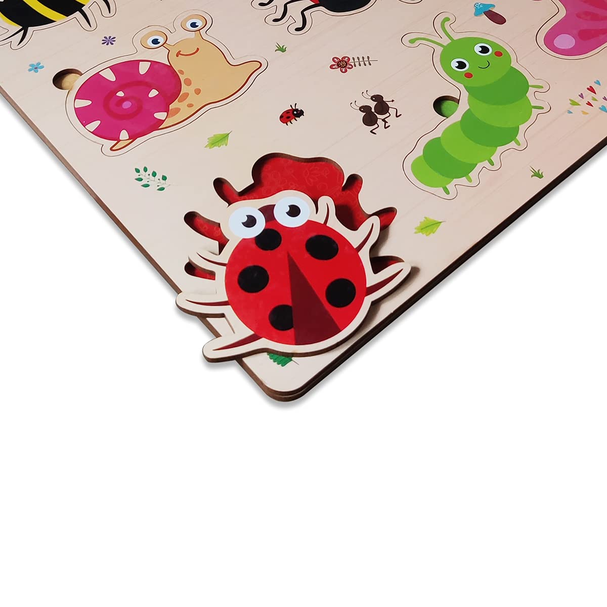Webby Wooden Insects Montessori Educational Puzzle Board Toy for Kids - Preschool Learning & Fine Motor Skills Development - Perfect for Homeschooling & Classroom Activities