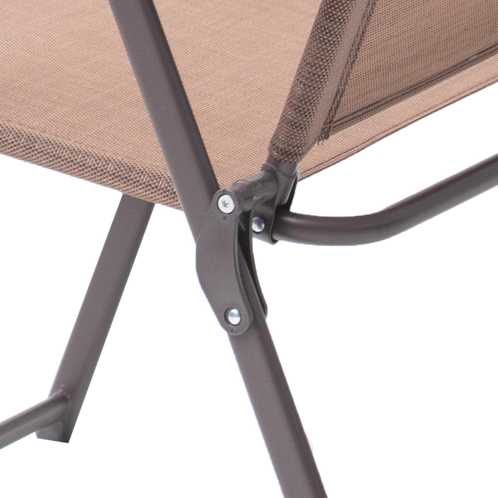 5-Piece Outdoor Dining Set - Metal Patio Table & 4 Folding Chairs with Square Glass Top & Umbrella Hole - Brown Garden Furniture for Balcony, Porch, Deck, Lawn - Perfect for Backyard BBQs & Summer Entertaining