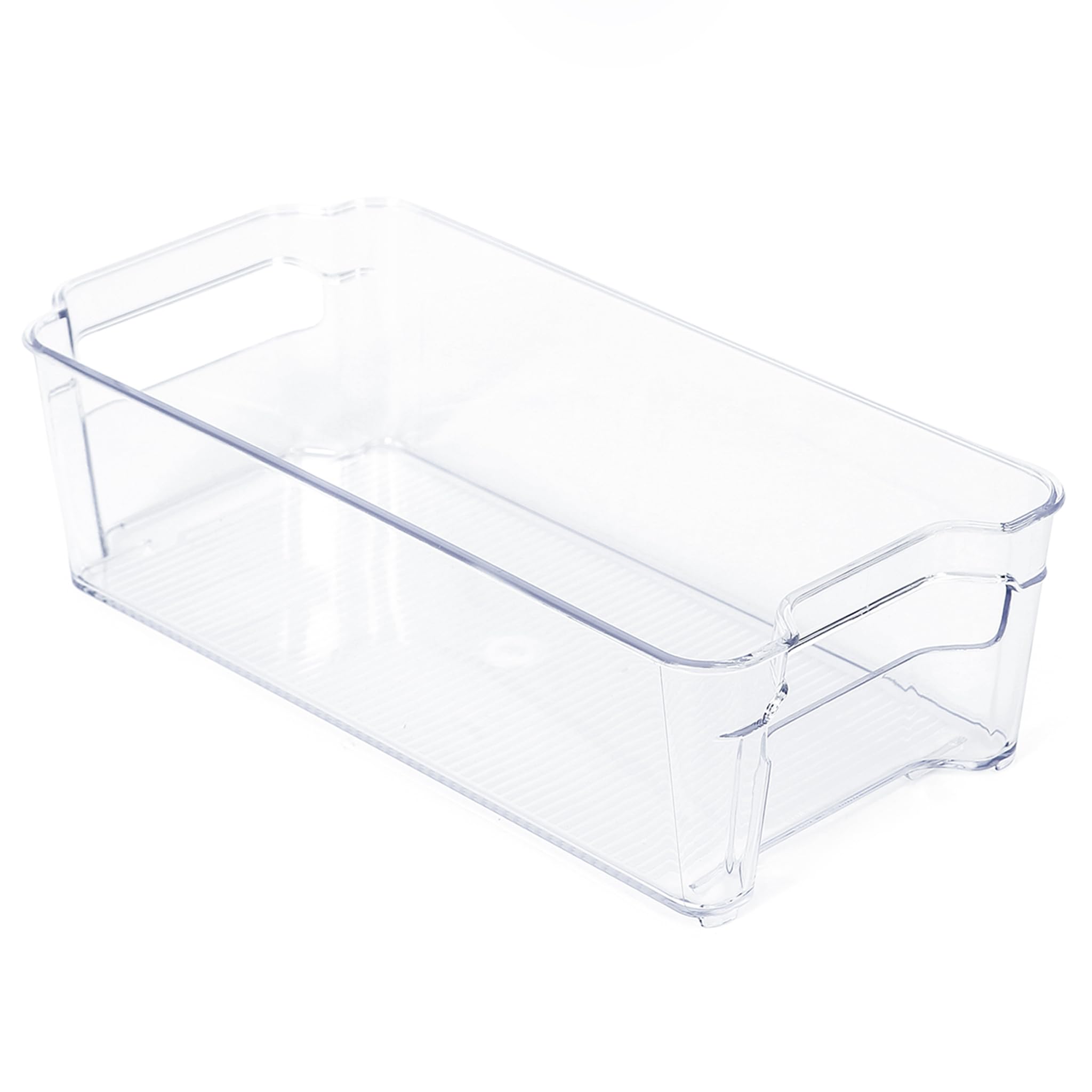 Stackable Refrigerator Organizer Bin - 6x12 Inch BPA-Free Plastic Fridge & Freezer Storage Container for Fruits, Vegetables & Pantry Items - Clear Kitchen Organization for Refrigerator, Cabinet & Countertop Use