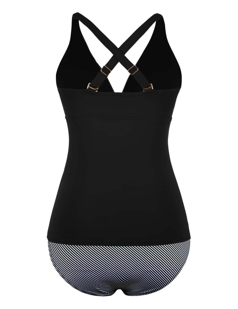 Hilor Women's Tankini Swimsuits - Front Twist V Neck Swim Top with Tummy Control, Two Piece Bathing Suit, Shirred Swimwear for Beach, Pool & Vacation