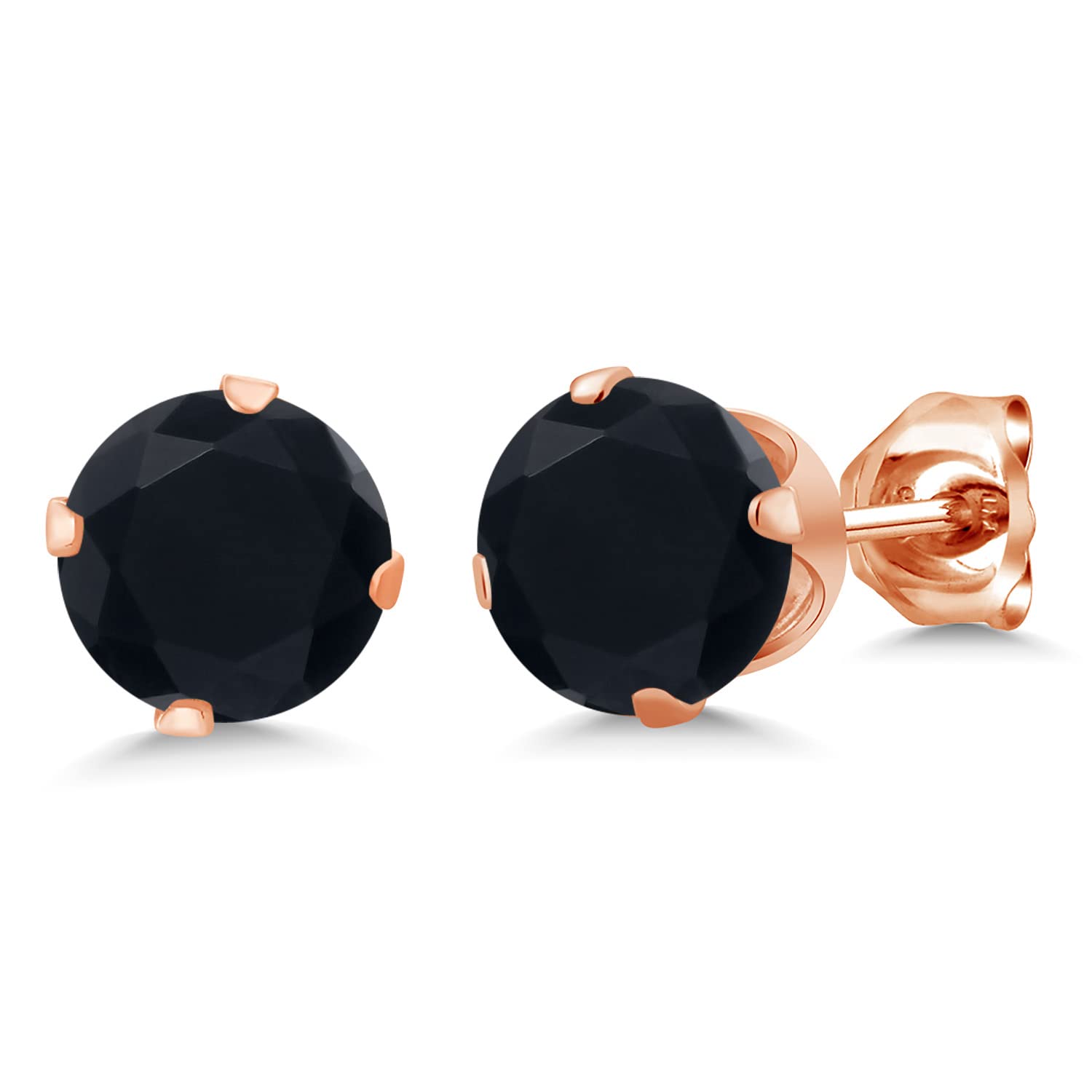 Gem Stone King 18K Rose Gold Plated Sterling Silver 6MM Round Birthstone Stud Earrings for Women & Men | Personalized Jewelry Gift for Birthday, Anniversary & Special Occasions