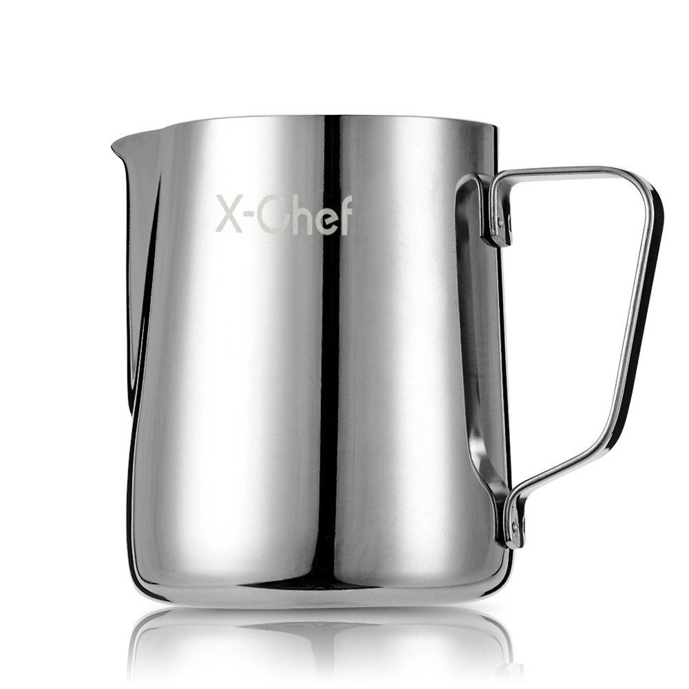 X-Chef 20 oz Stainless Steel Milk Frothing Pitcher - Professional Barista Tool for Espresso, Latte & Cappuccino - Perfect for Coffee Shops & Home Brewing (600ml)