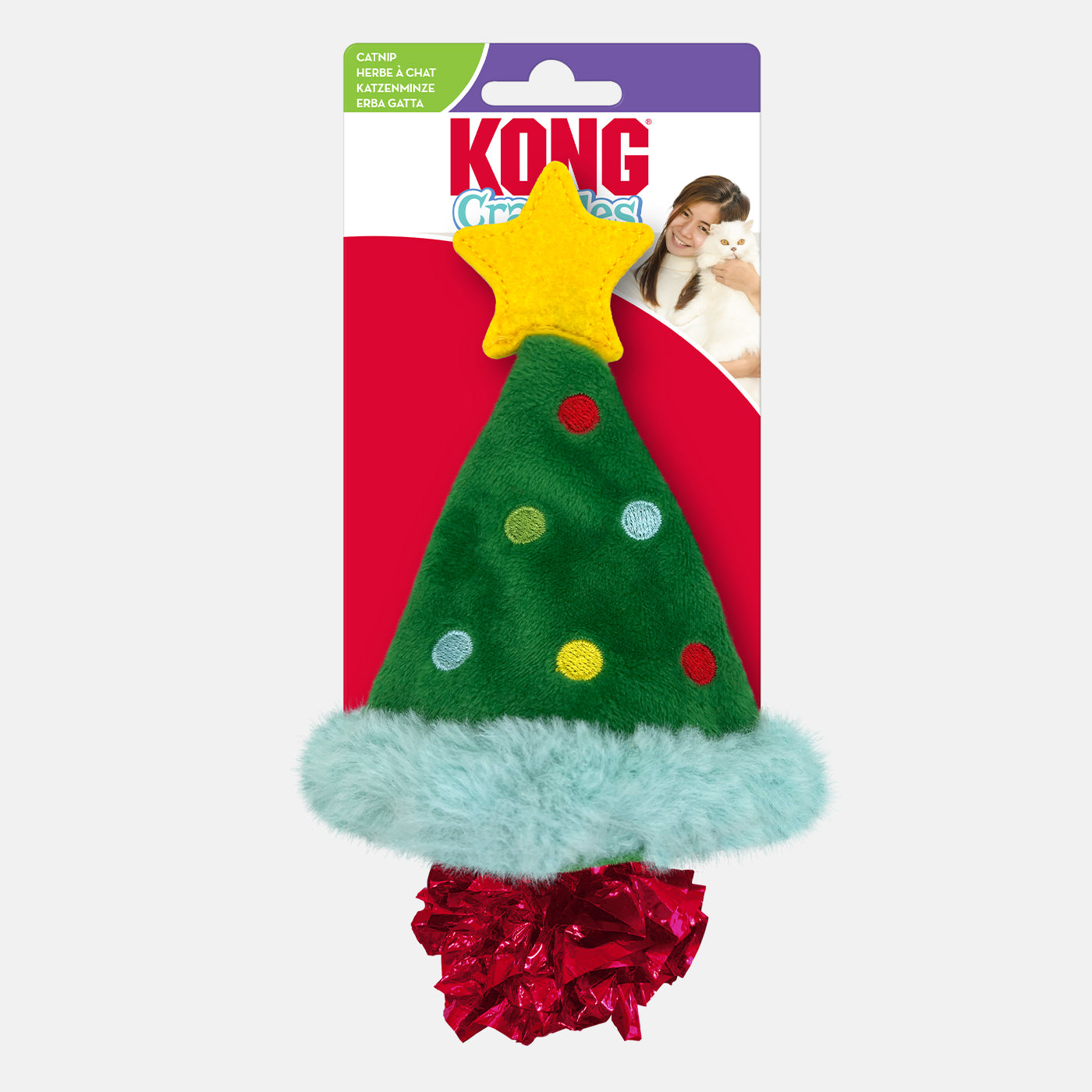 KONG Holiday Crackles Christmas Tree Cat Toy - Interactive Cat Toy for Play & Exercise, Perfect for Holiday Gifts & Indoor Entertainment