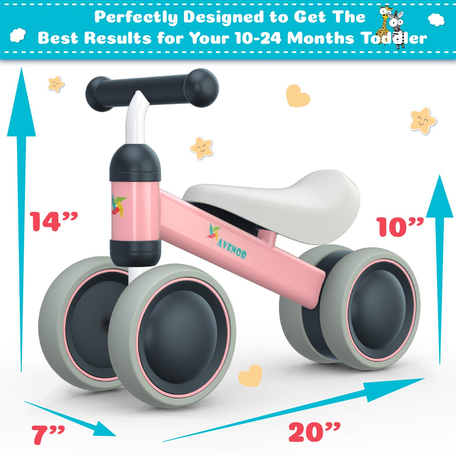 **Best Baby Balance Bike for 1 Year Old Girls - 10-24 Months Toddler First Birthday Gift | No-Pedal 4-Wheel Training Bike for Infants | Indoor & Outdoor Learning Ride**