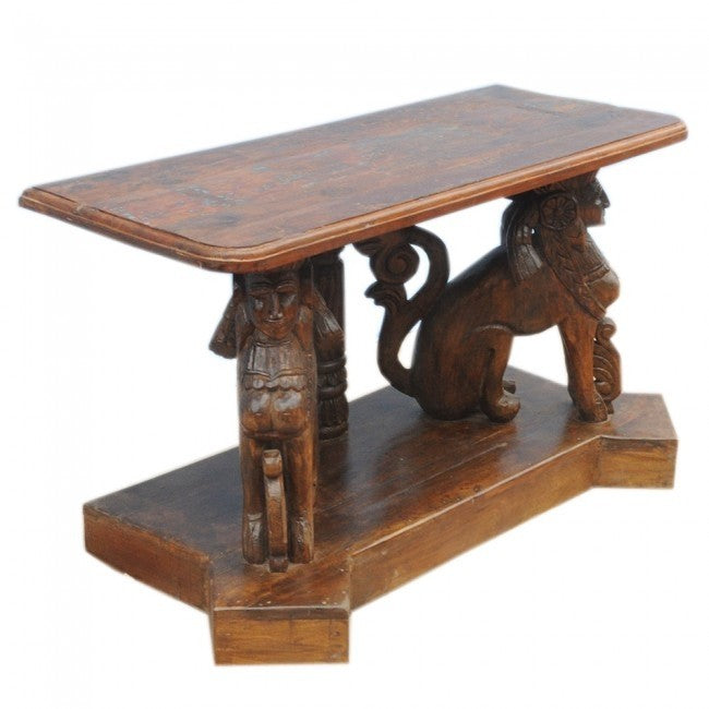 Hand Carved Unique Wooden Sculpture for Hall Table - Elegant Home Decor for Entryway, Living Room & Office