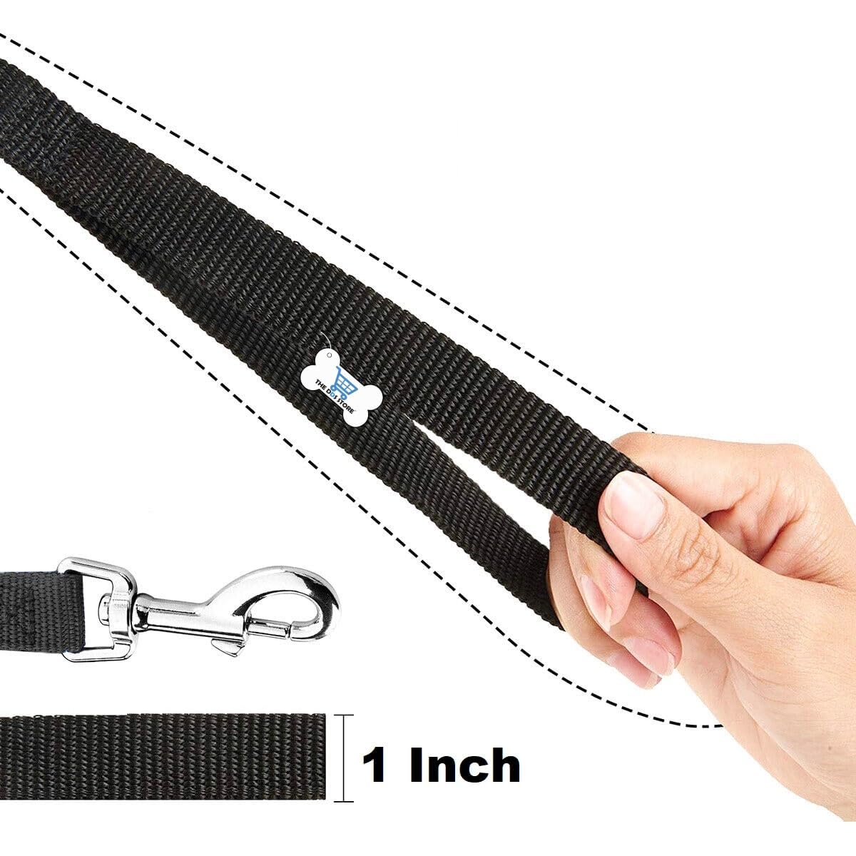 10 Feet Nylon Dog Leash for Small Medium Large Dogs - Durable Puppy Training Lead for Obedience Recall, Walking, Camping & Outdoor Adventures (Black)