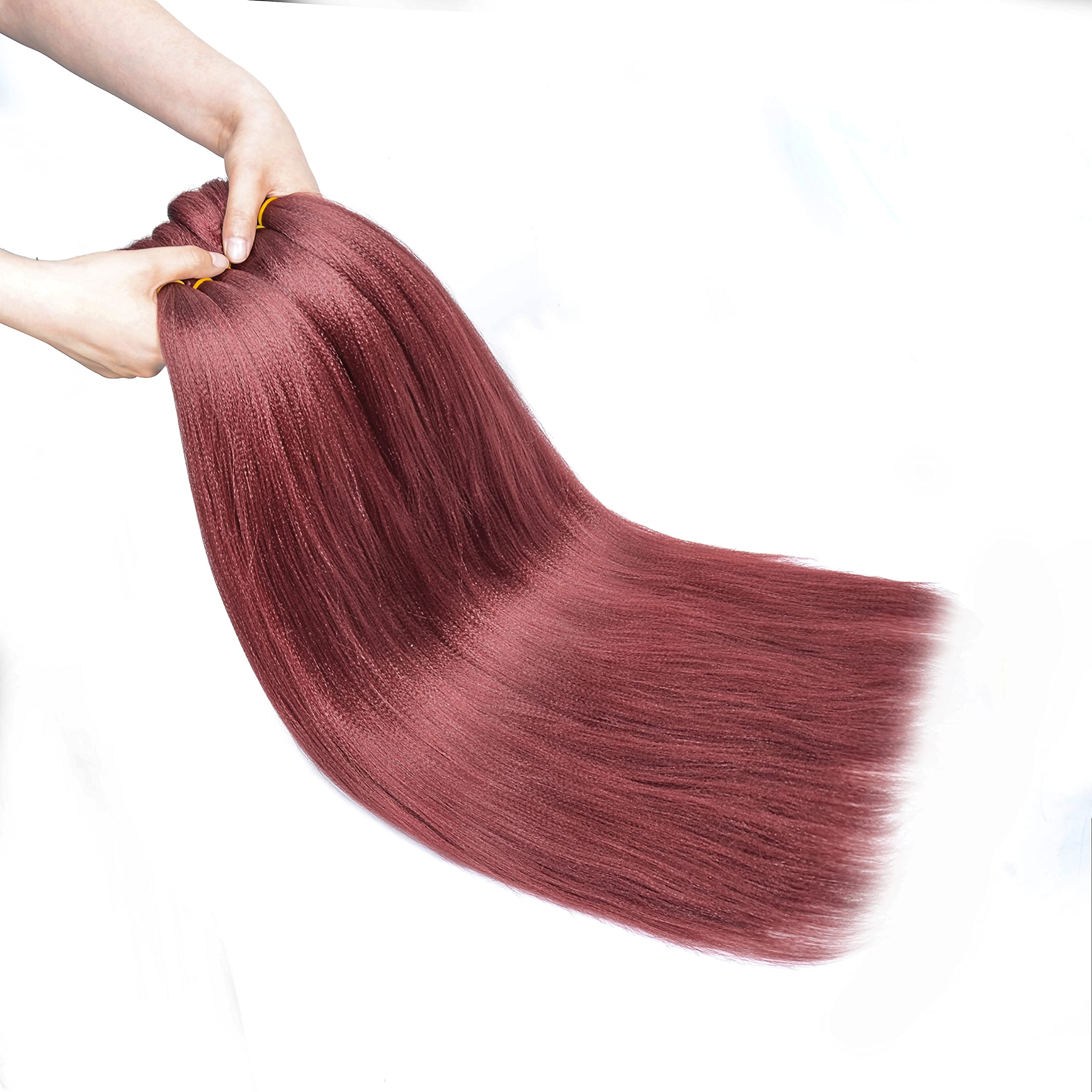 AQINBEL 26 Inch Pre-Stretched Braiding Hair - 8 Bundles Itch-Free Crochet Twist Hair for Women, Yaki Texture Burgundy Braiding Hair Extensions (900#) - Perfect for Box Braids, Cornrows & Protective Styles