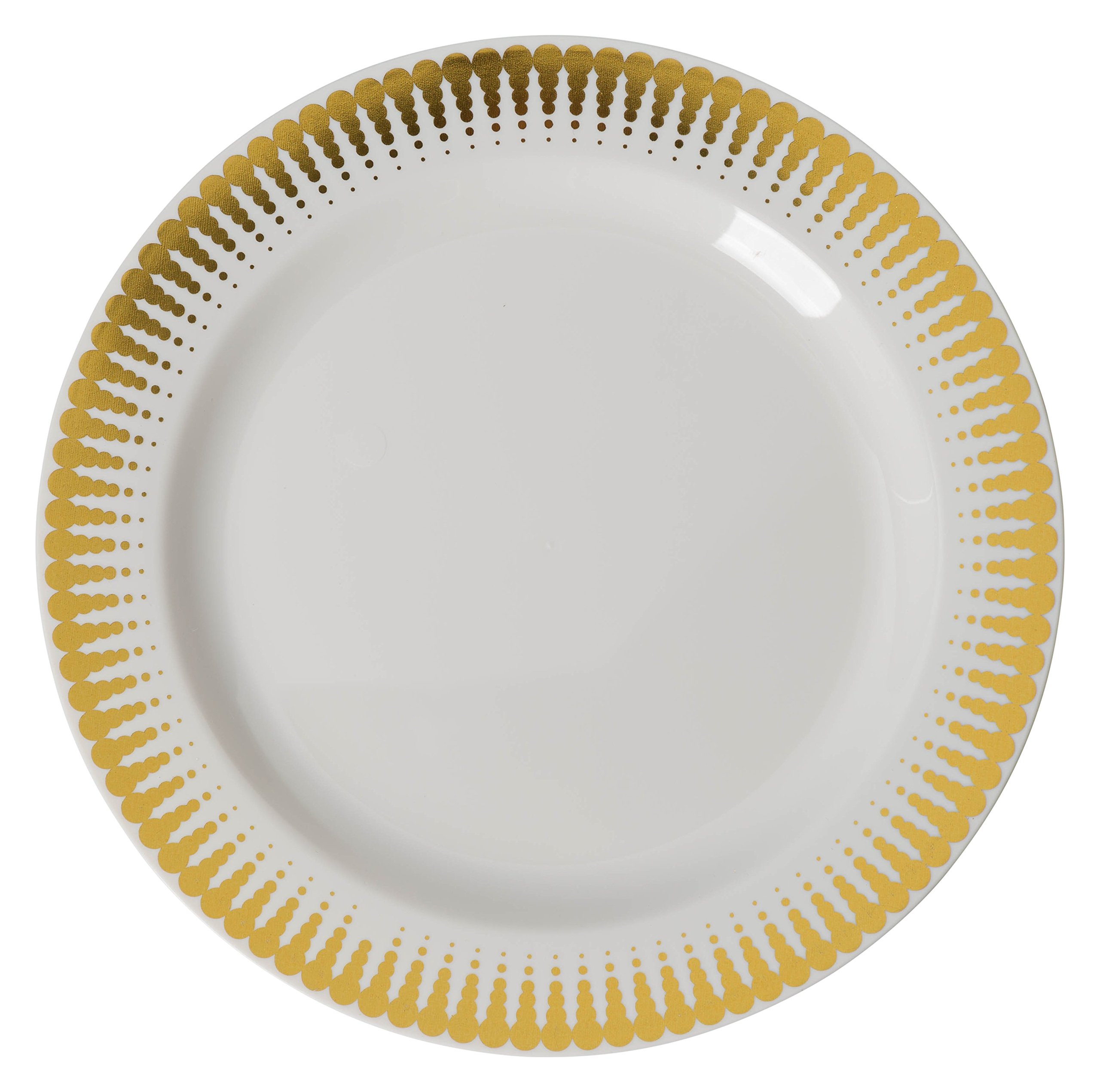 Premium 7.5 Inch Gold Radial Design Plastic Wedding Plates - Elegant Dinnerware Set of 40 for Bridal Showers, Anniversary Parties & Chinese-Themed Celebrations