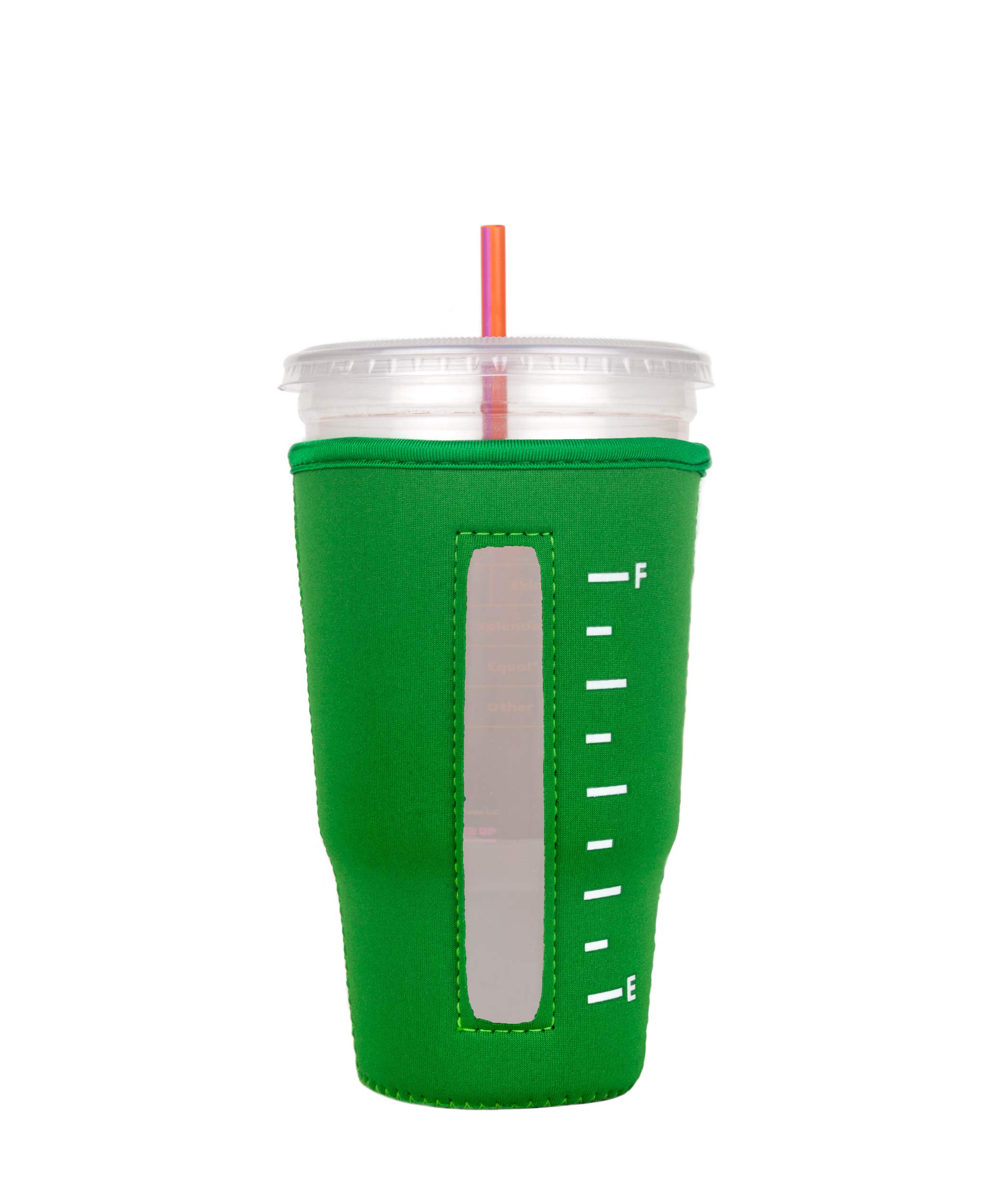 Eco-Friendly Reusable Neoprene Cup Sleeve for Iced Coffee & Cold Drinks - Large Size, Green - Perfect for Starbucks Cups, Travel Mugs & Iced Beverages On-The-Go