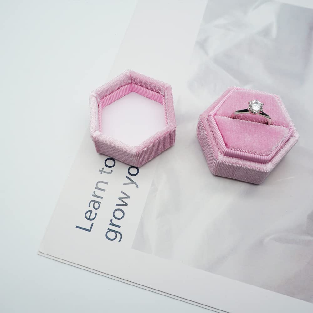 Neopai Velvet Ring Box for Proposal - Elegant Ring Bearer Box for Engagement Rings, Wedding Jewelry (Rose Gold, Single Slot) - Perfect for Proposals, Weddings & Special Occasions