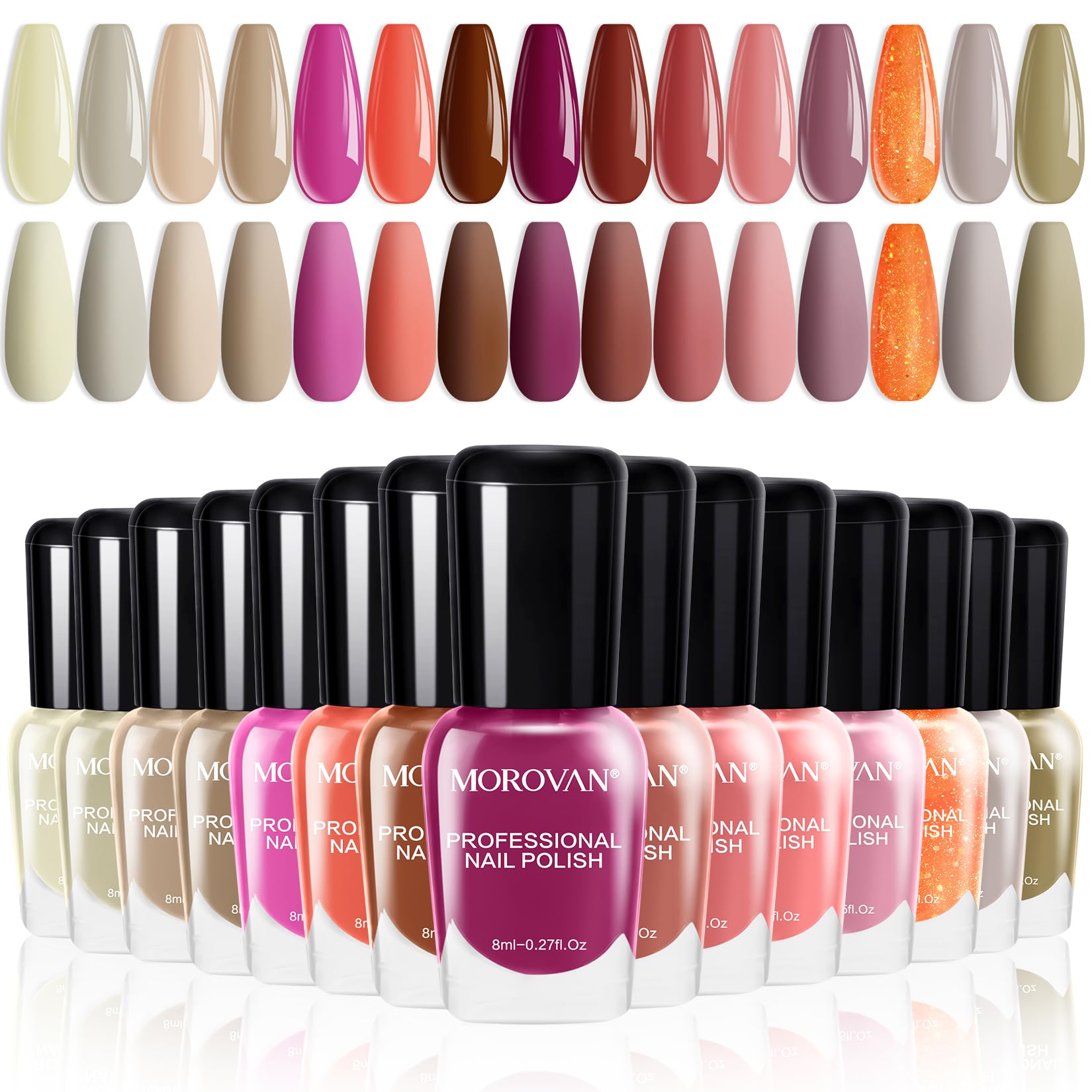 Morovan Nail Polish Set - 6 Hot Pink Quick Dry Nail Polish Kit with Air Dry Technology | Perfect for Women's Manicure, Pedicure & Holiday Gifts | Great for Parties, Weddings, Date Nights & Special Occasions