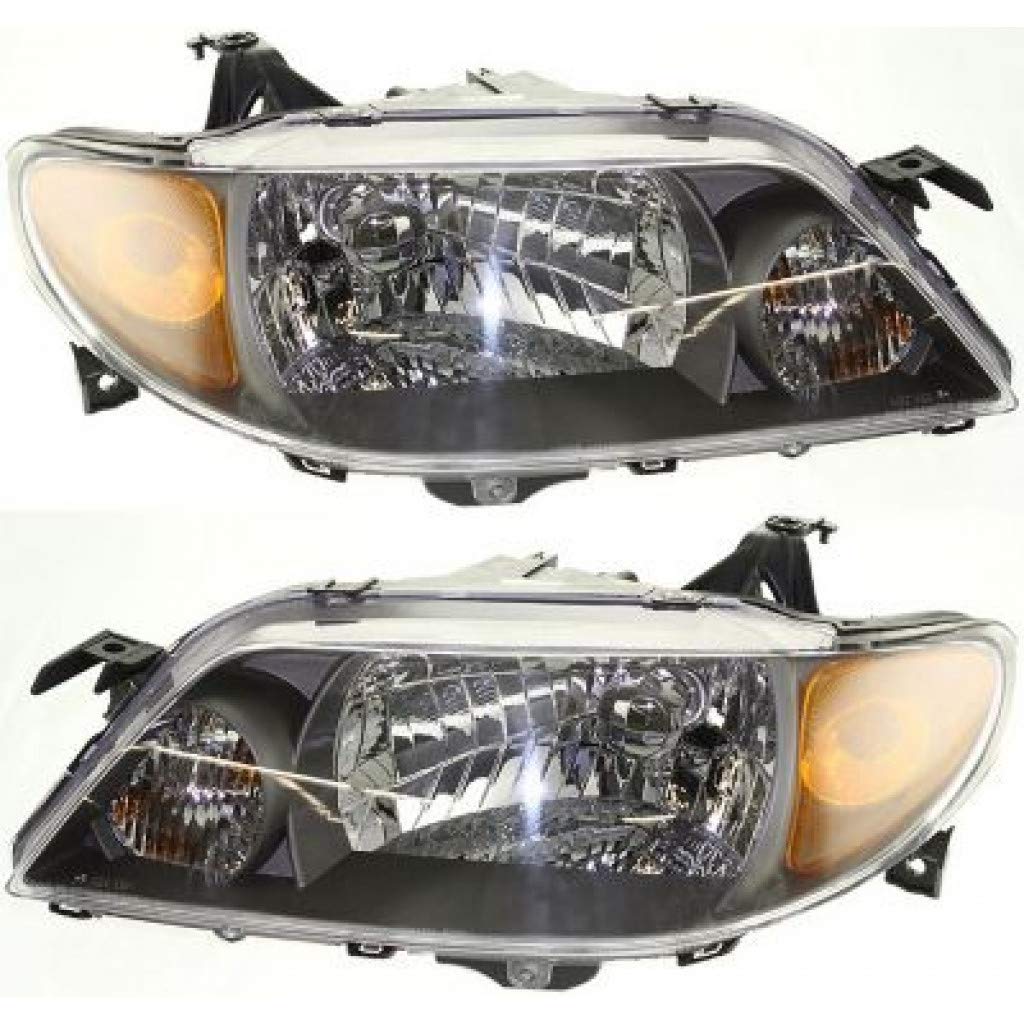 KarParts360 - Compatible with 2001-2003 Mazda Protege Headlight Assembly Pair (Driver & Passenger Side) with Bulbs - Replacement for MA2502120 MA2503120 - Perfect for Night Driving & Vehicle Restoration Projects