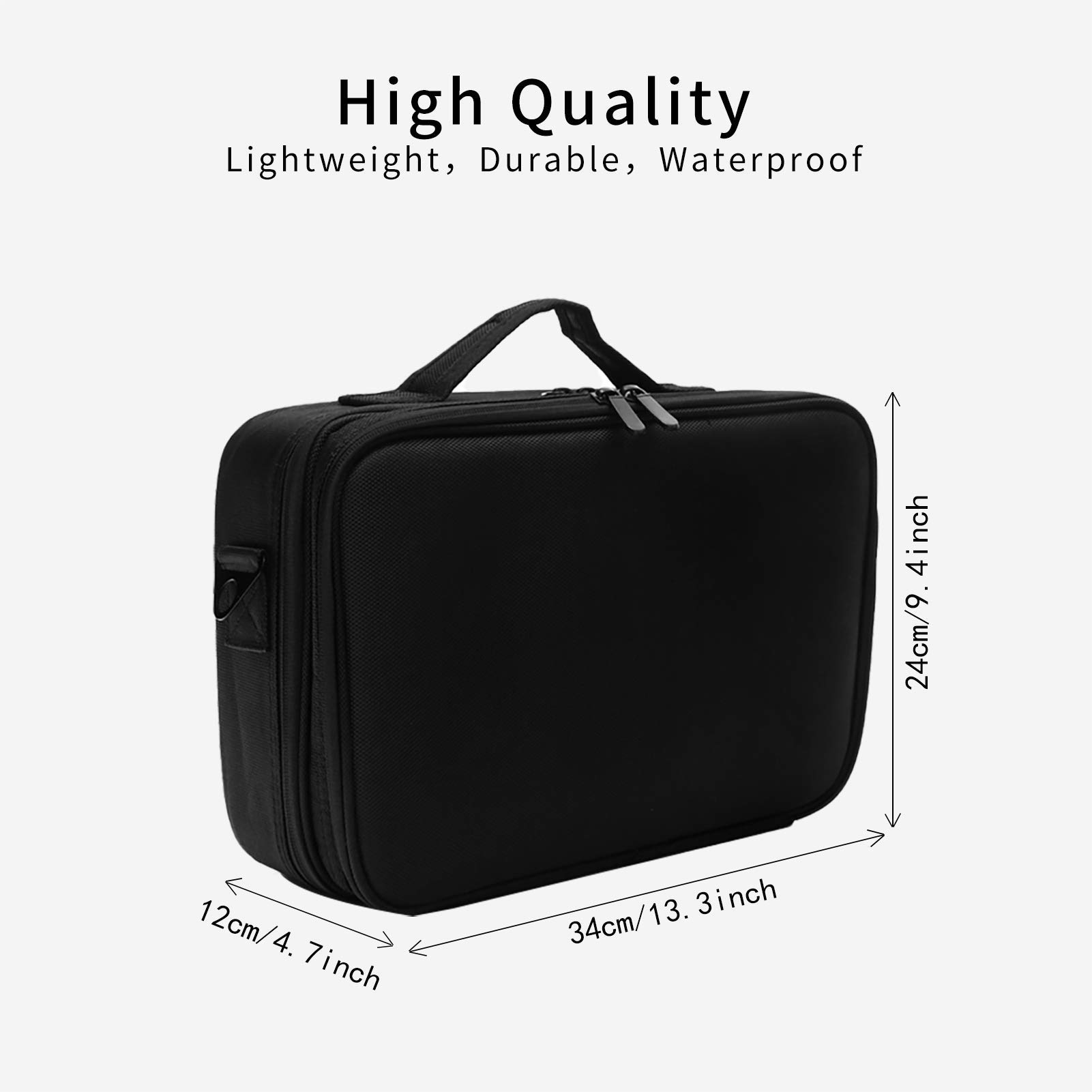 Portable Travel Makeup Bag - Large Capacity Cosmetic Organizer & Train Case for Women (Small, Black) | Perfect for Vacation, Gym, Business Trips & Daily Use