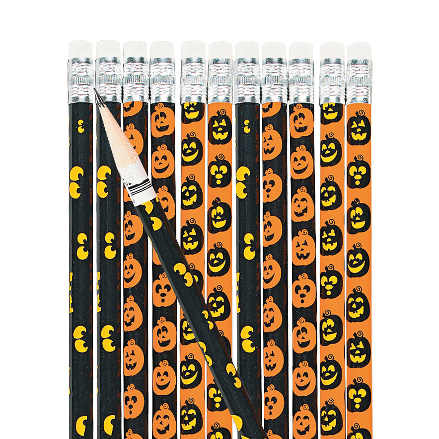Fun Express Halloween Jack O Lantern Pencils - 24 Pack Printed Pumpkin Design School Supplies for Kids, Classroom, Office & Party Favors - Perfect for Trick or Treat, Halloween Decorations & Gift Giving