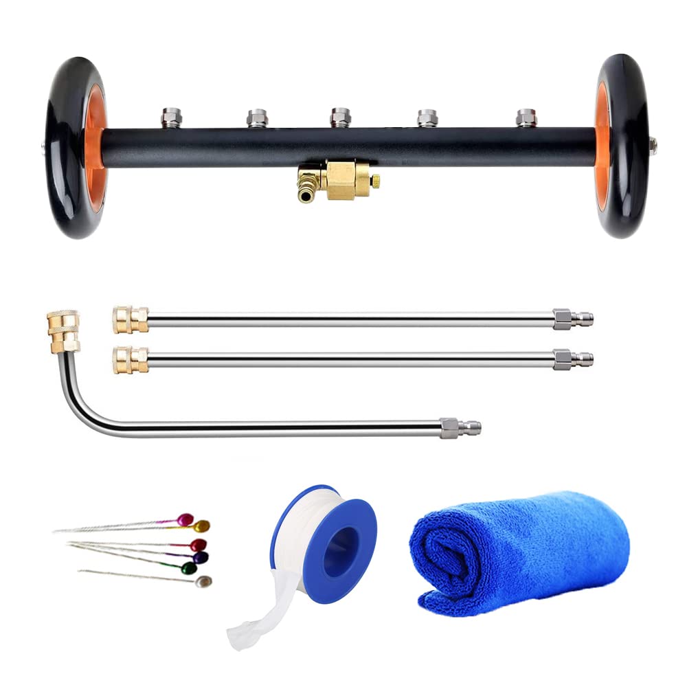 iMeshbean 18 Inch Dual-Function Water Broom & Pressure Washer Surface Cleaner - 4000 PSI Power Washer with 5 Nozzles & 3 Extension Wands - Underbody Car Washer for Driveways, Patios, Decks & Vehicle Cleaning