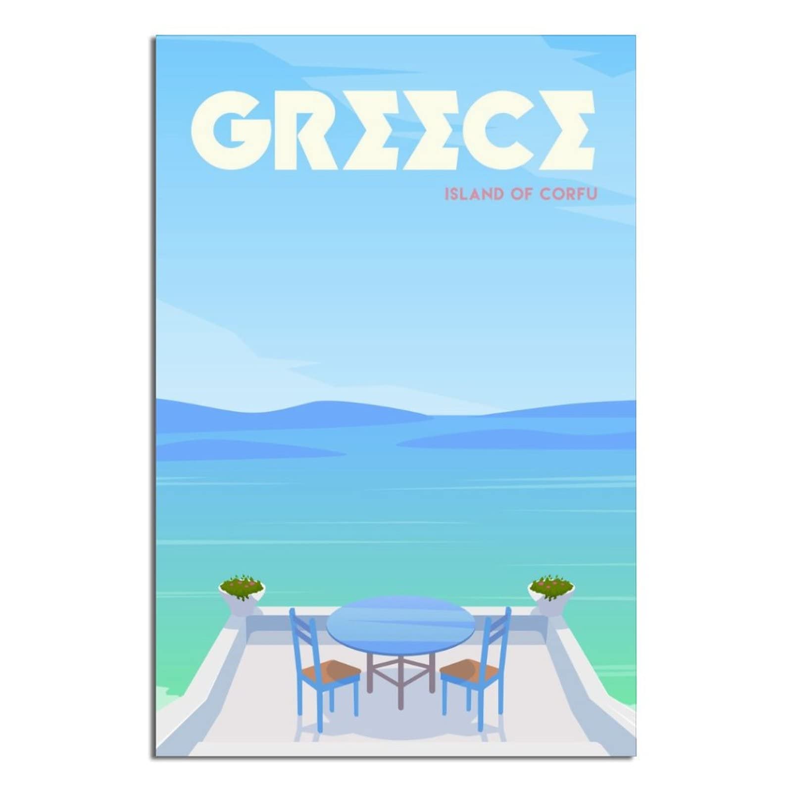 Vintage Corfu Greece Island Travel Posters - Modern Sea Themed Canvas Wall Art Prints for Living Room, Office, Bedroom & Home Decor - Perfect Gift for Travel Lovers & Coastal Style Interiors