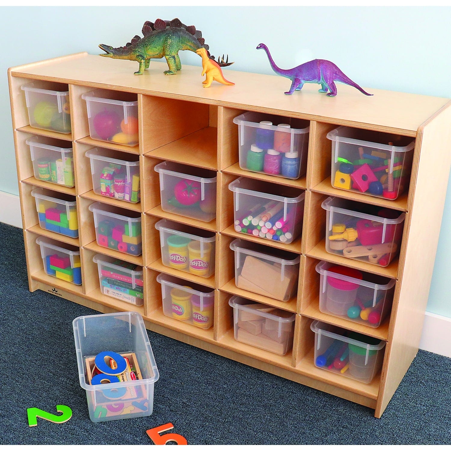 Wooden Cubby Storage Cabinet with 20 Removable Trays - Organizer for Kids Toys, Craft Supplies & Home Office Accessories - Perfect for Playrooms, Classrooms & Closet Organization