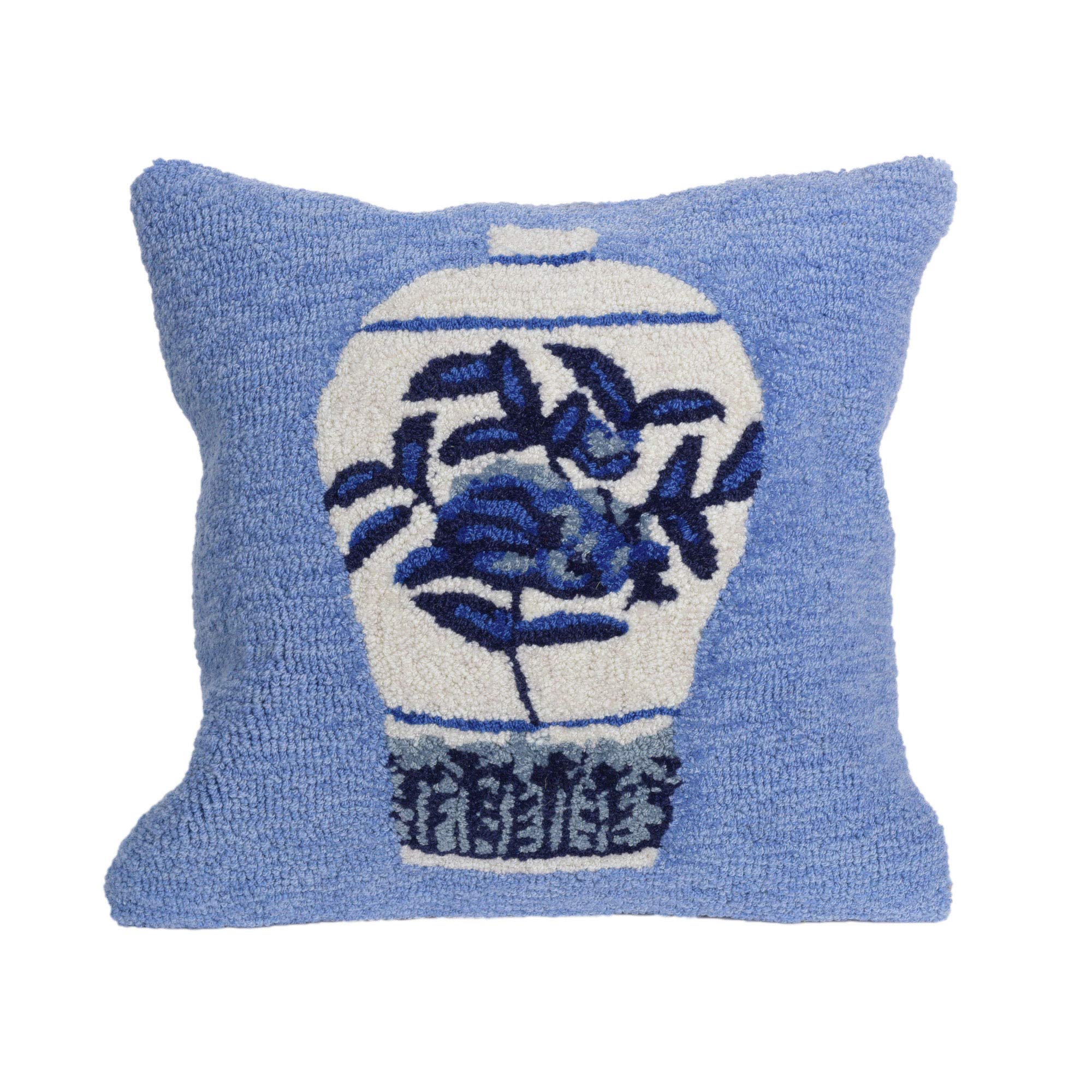 Liora Manne 2410/03 Blue and White Ginger Jar Pattern Square Rug 18