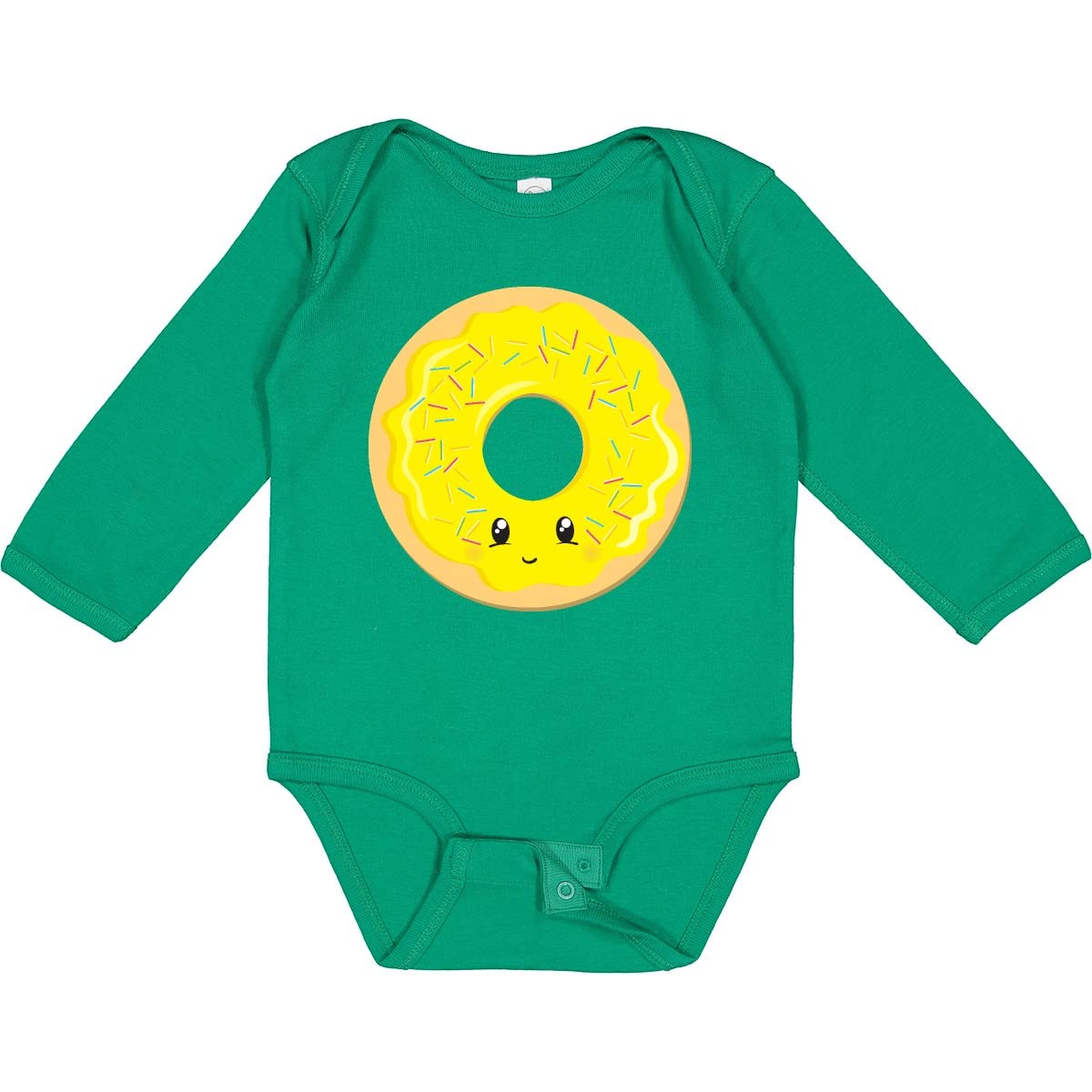 Inktastic Yellow Donut Print Long Sleeve Baby Bodysuit - Soft Cotton Onesie for Newborns & Infants - Cute Donut-Themed Outfit for Photo Shoots, Birthdays & Everyday Wear