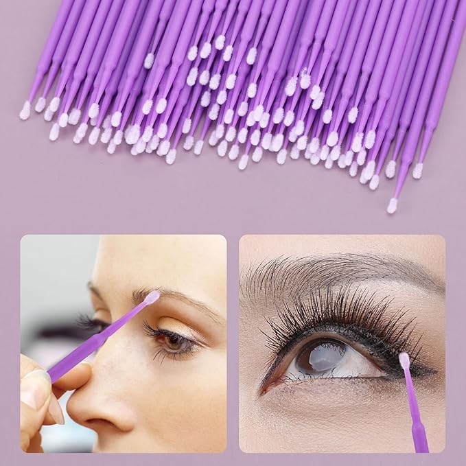 Eyelash Extension Micro Brushes - Disposable Brush Applicators for Professional Lash Artists & DIY Home Use - Perfect for Lash Glue Application, Extension Separation & Makeup Touch-Ups