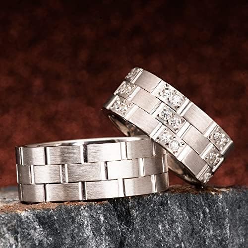 925 Sterling Silver Wedding Ring Set for Couples - Matching His & Hers Bands with Cubic Zirconia | Personalized Engraved Wedding Rings | Perfect for Anniversaries, Vows Renewal and Romantic Gifts