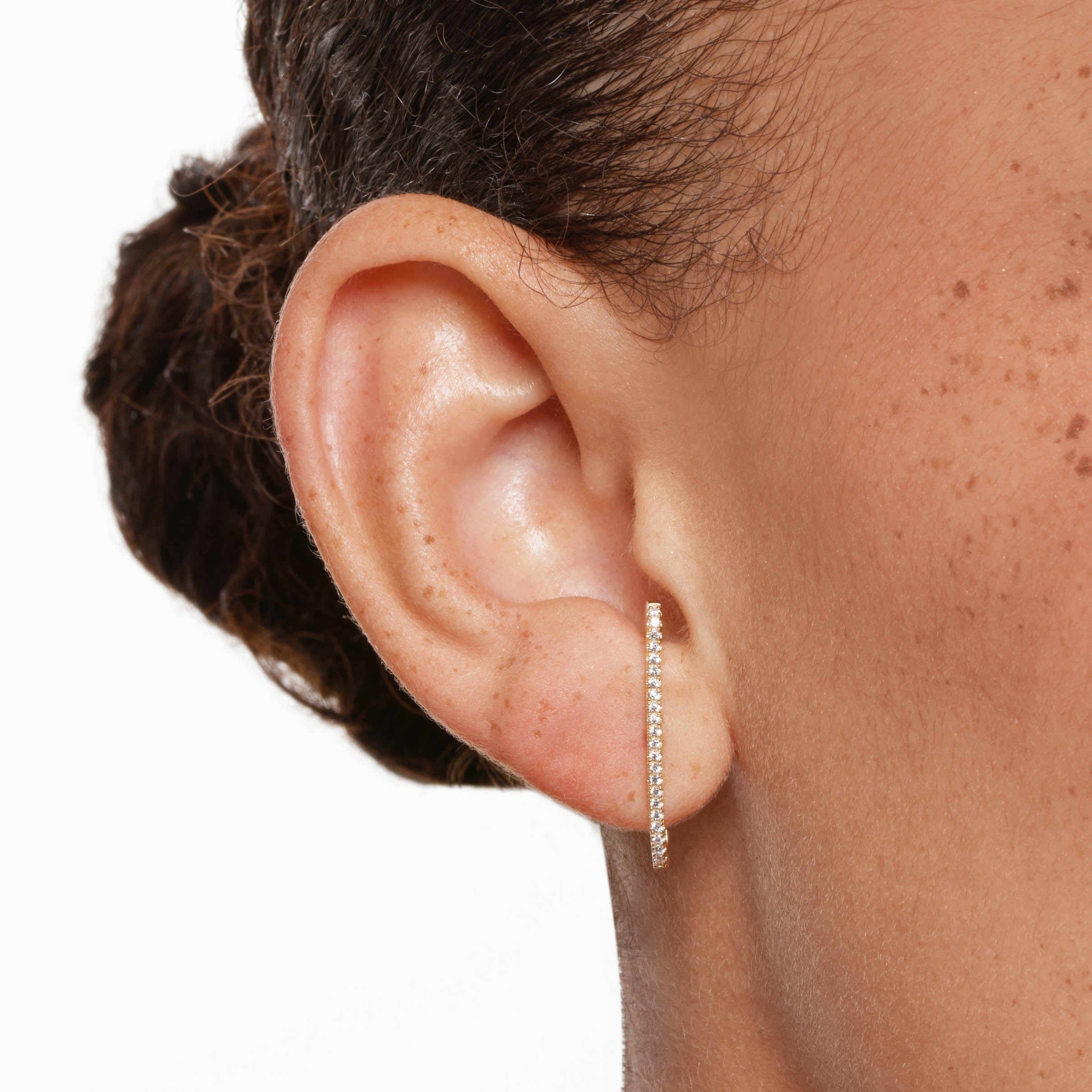 Gold White Zircon Pave Suspender Stud Earrings for Women - Elegant Dangle Earrings for Parties, Weddings & Special Occasions