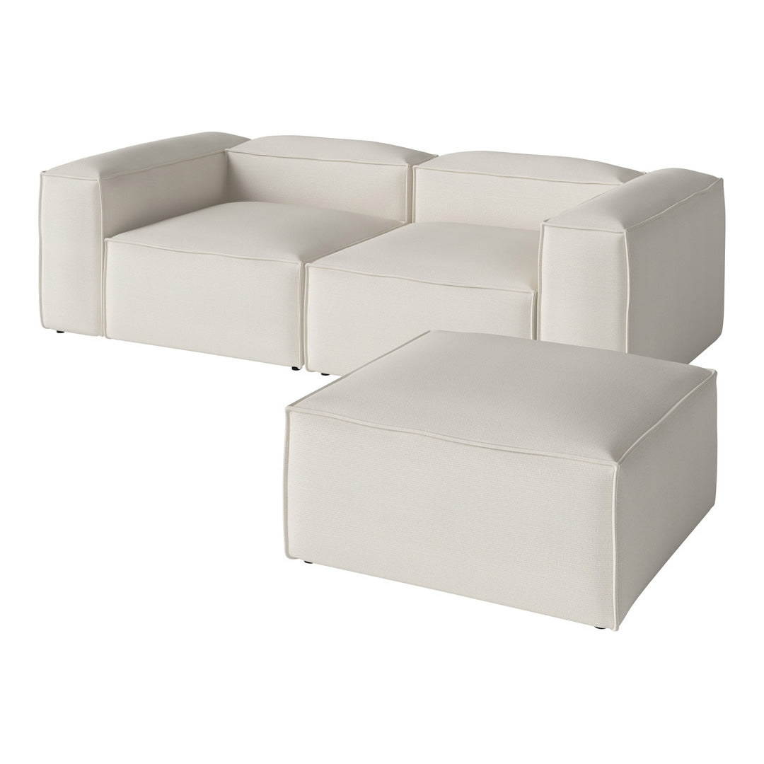 Cosima 2-Seater Small Sofa with Pouf - Compact Loveseat for Small Spaces, Apartments & Cozy Living Rooms