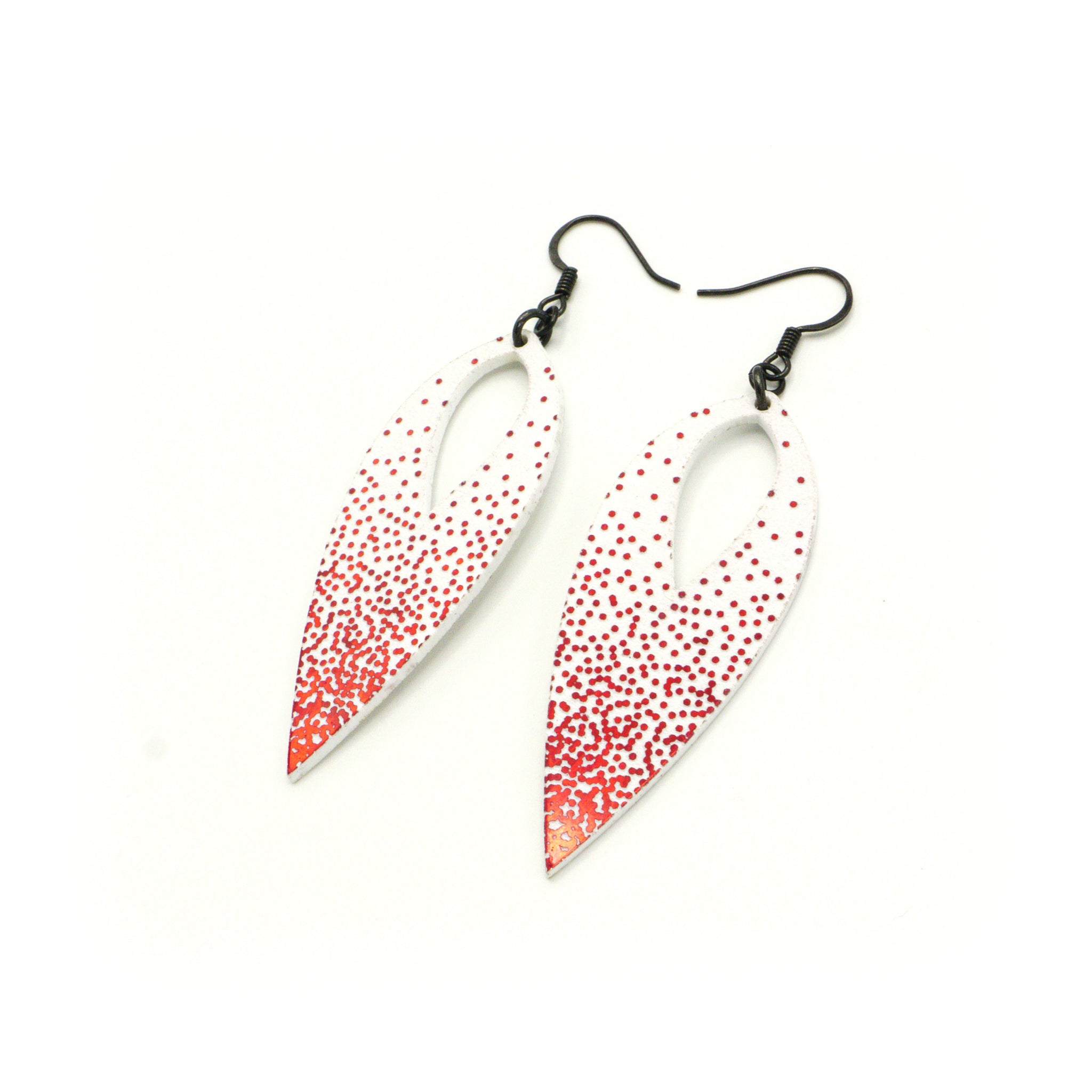 Nativas 01R Acrylic Earrings - Red Holographic & White Statement Hoops | Trendy Women's Fashion Jewelry for Parties, Weddings & Everyday Wear