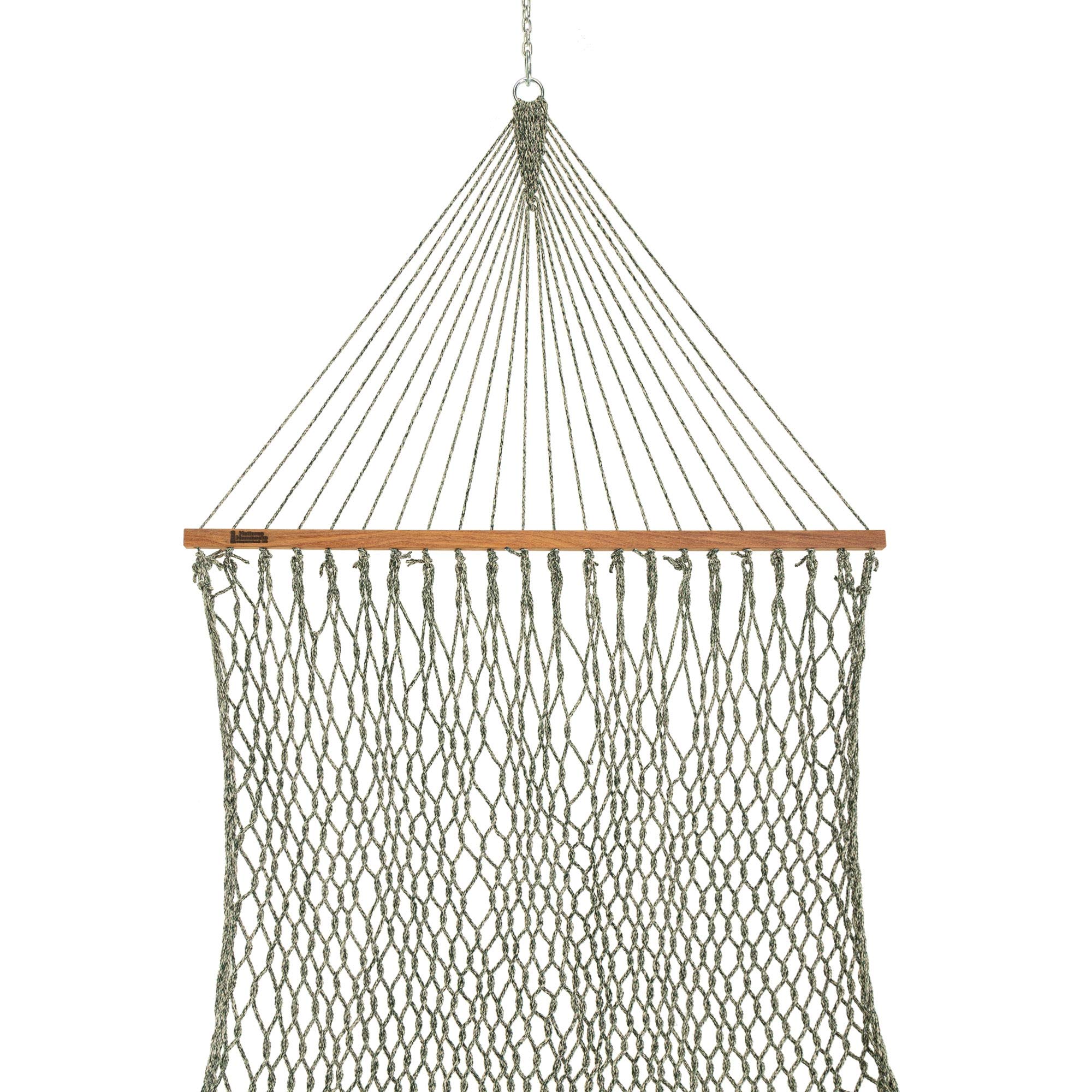 Premium Handwoven Hatteras Hammock - 11ft x 45in Green Oatmeal Tweed Rope Hammock with Free Extension Chains & Tree Hooks | 450 LB Capacity | USA Made Outdoor Hammock for Backyard, Camping & Beach Relaxation