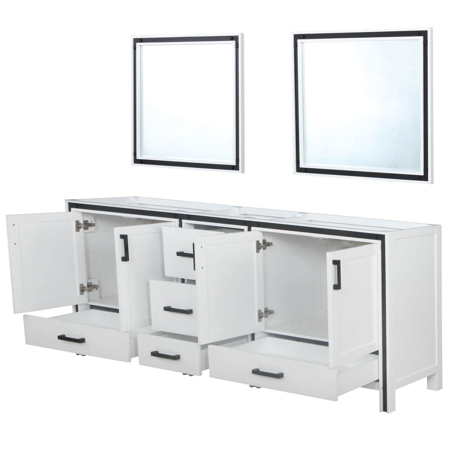 Ziva 84 Inch Wide x 22 Inch Deep White Double Bathroom Vanity Set with 34 Inch Mirrors - Perfect for Master Bathroom or Guest Bath Remodel